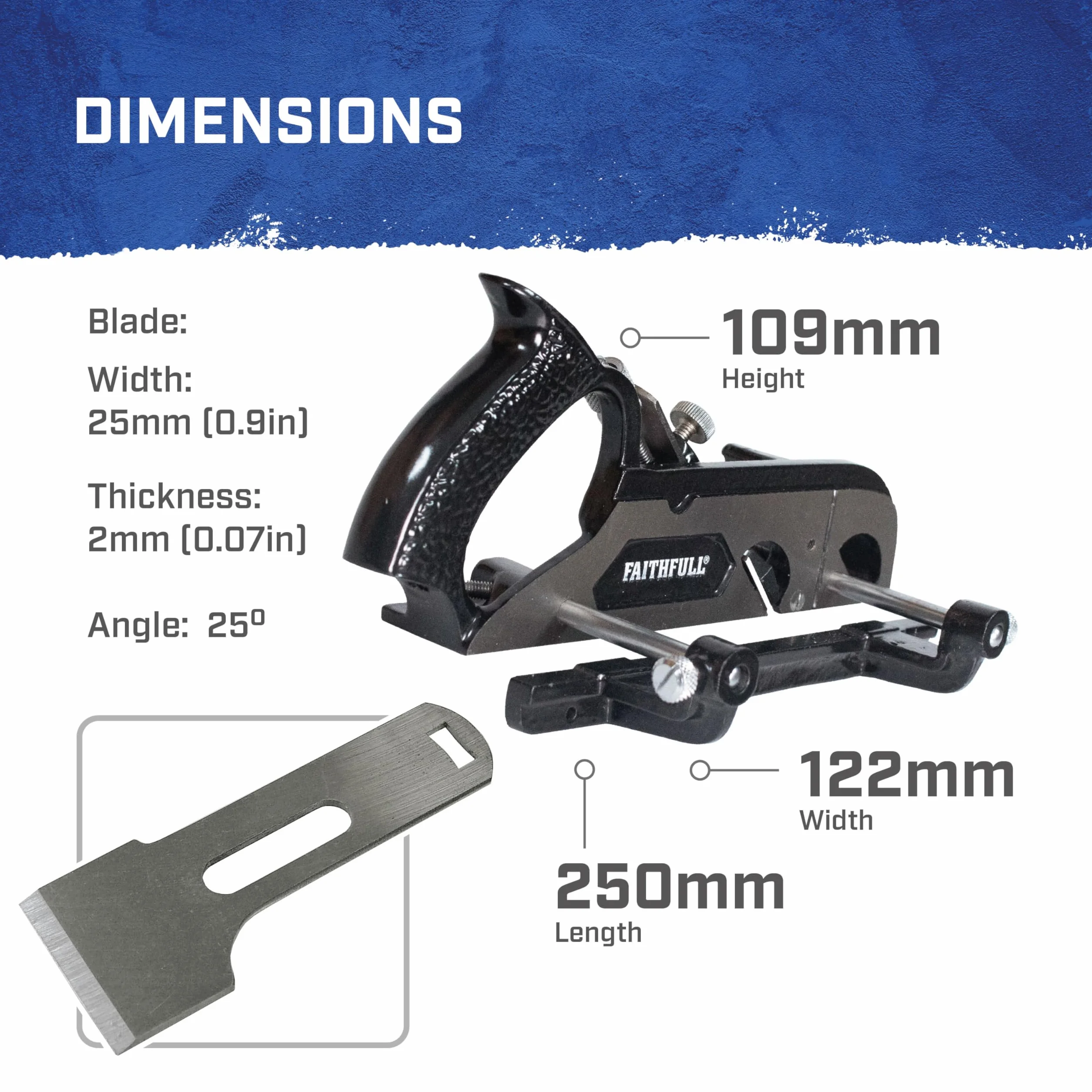 Rabot à feuillure Faithfull 778 dans un coffret en bois – Rabot à feuillure et à arrondir en fonte avec base affûtée avec précision pour la menuiserie, l'ébavurage et le travail en travers du fil