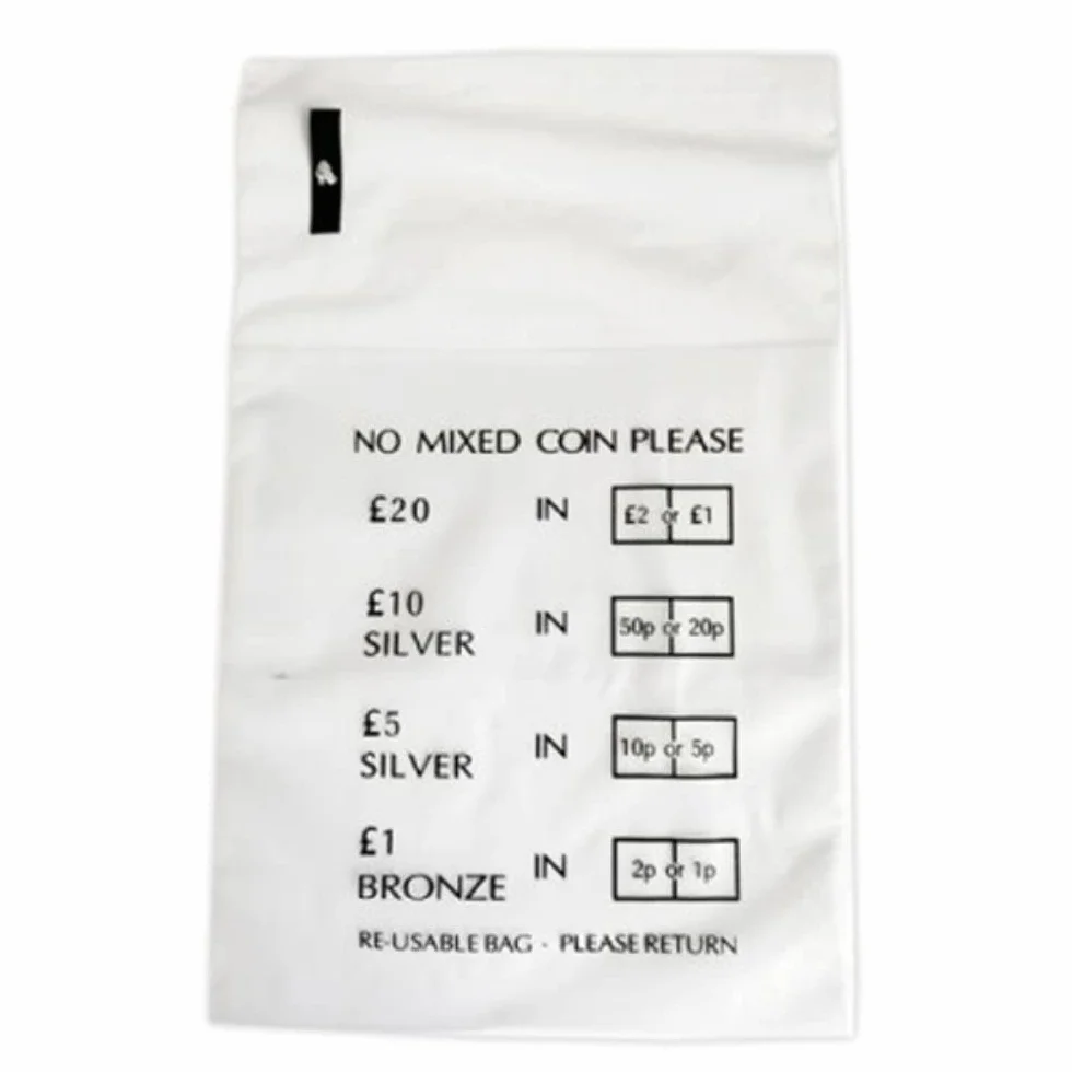 Bolsas de dinero de plástico transparente 140mm x 90mm para bancos y tiendas (25)