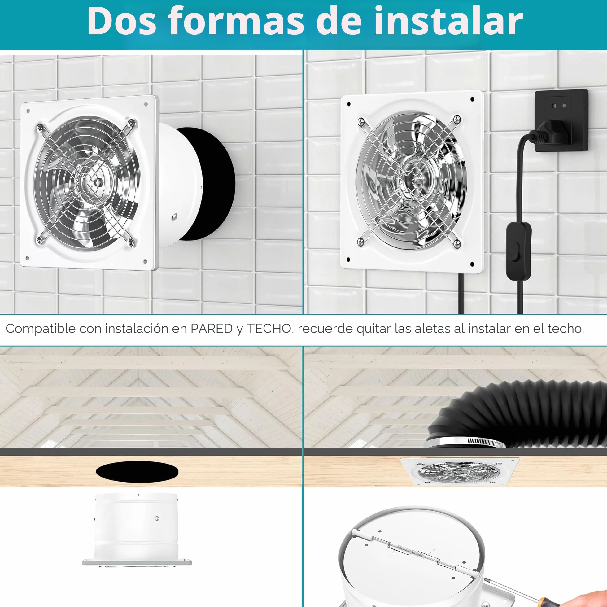 HG Power Ventilador de aspiración 150 mm 525 m³/h Blanco
