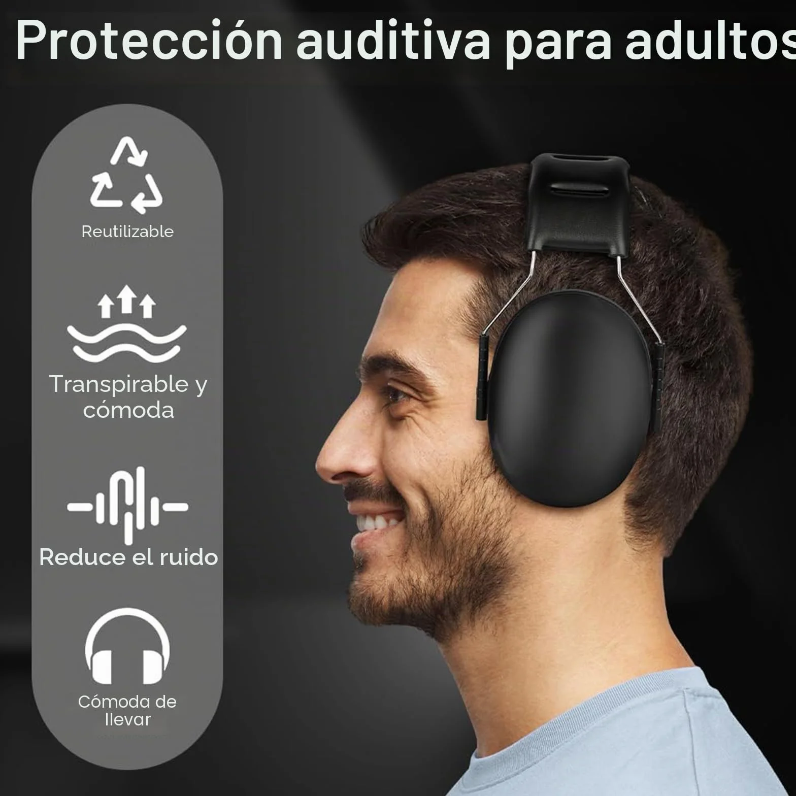 Flintronic Casco Antiruido SNR 28 dB Ajustable Protectores Auditivos