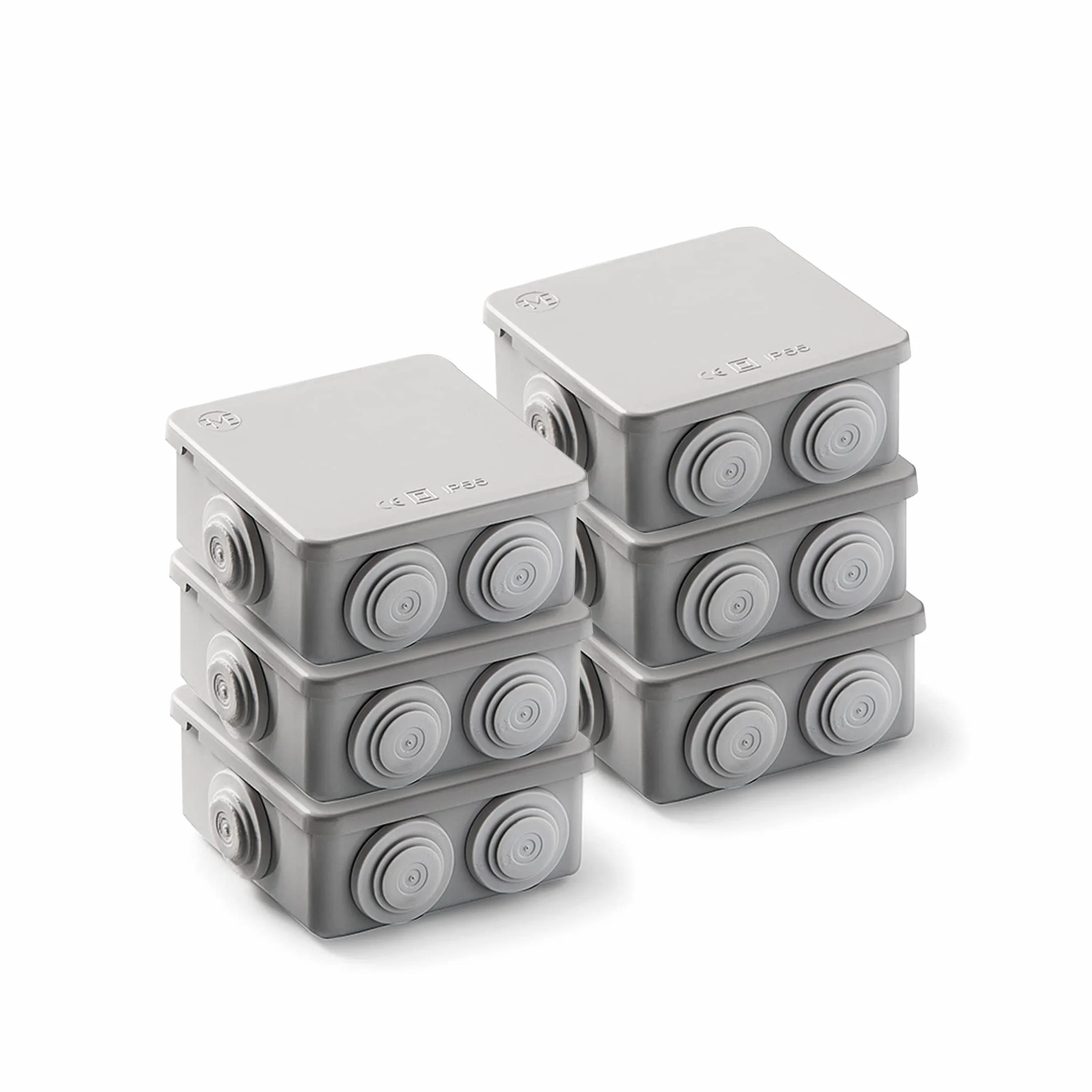 FAMATEL Pack de 6 Cajas Estancas IP65 90x90x42 mm Estanqueidad Tapa a Presión Gris