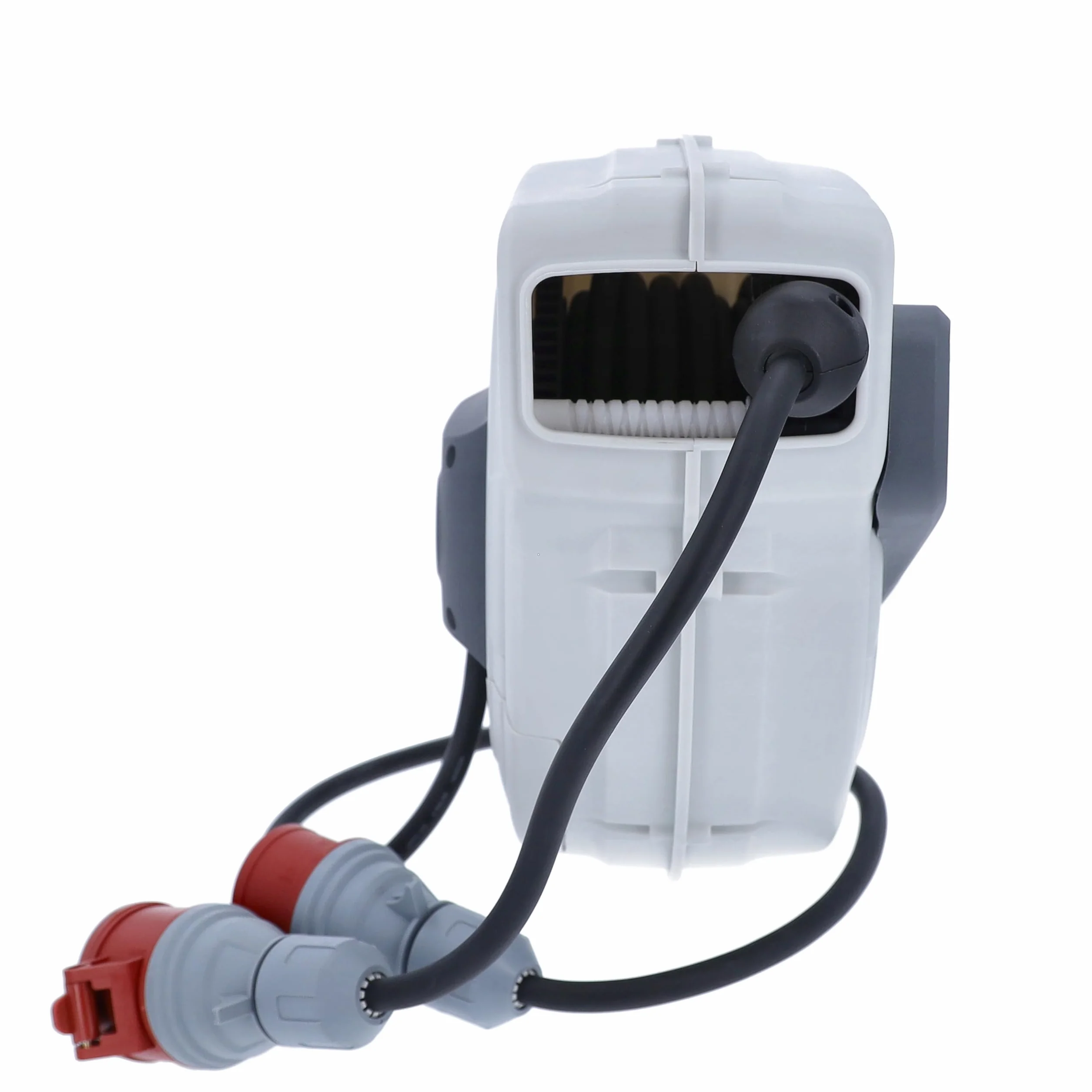 as - Schwabe enrollacables automático CEE 15 m, 180° giratorio, montaje pared o techo, desmontable uso móvil, 400 V, 16 A, 5 polos, IP44 exterior