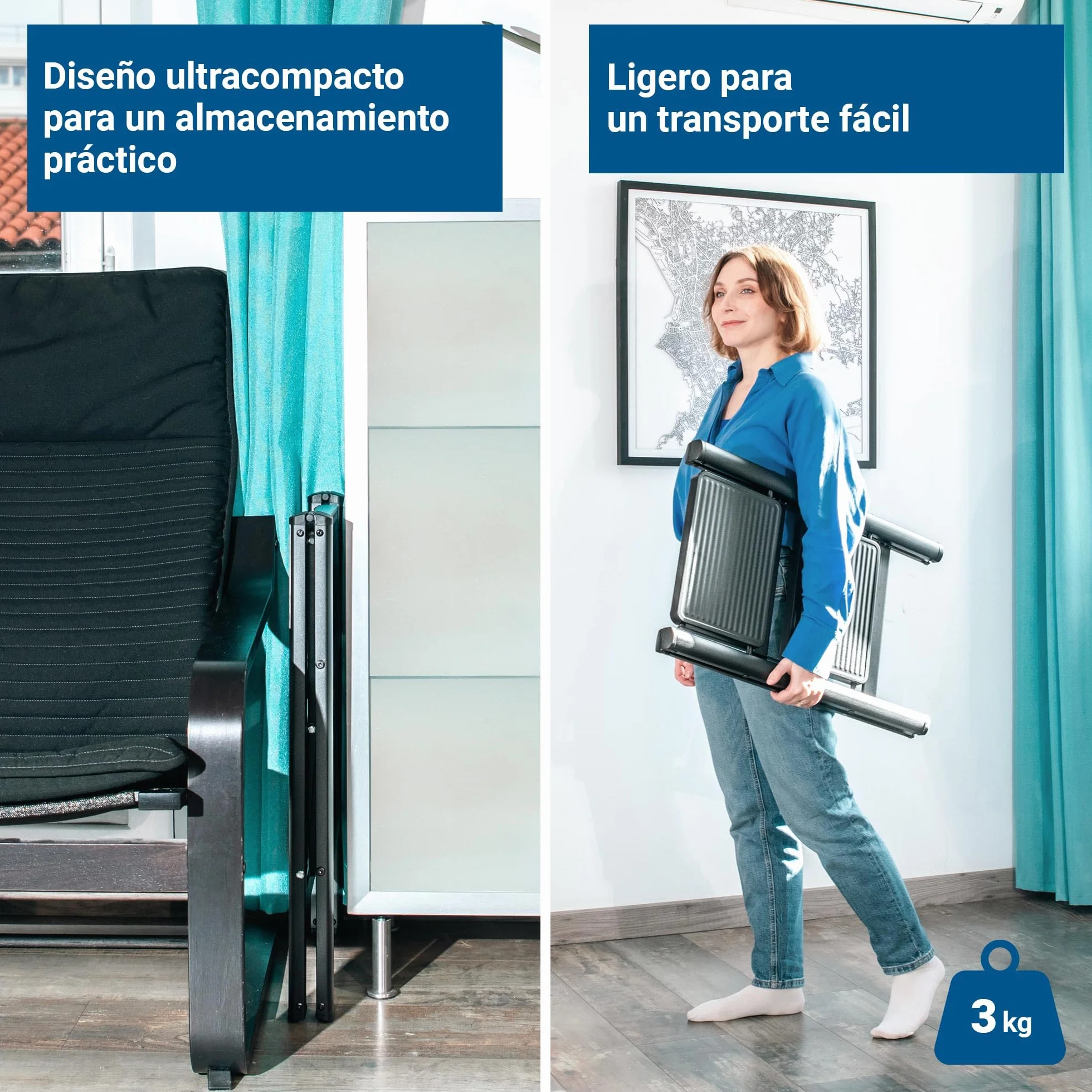 HOSTRÖM Escalera 2 peldaños FOLDPACT2, Taburete Plegable, Diseño ultracompacto, Peldaños Anchos 17,5 cm, Acero, Estante Temporal, Garantía 5 años.