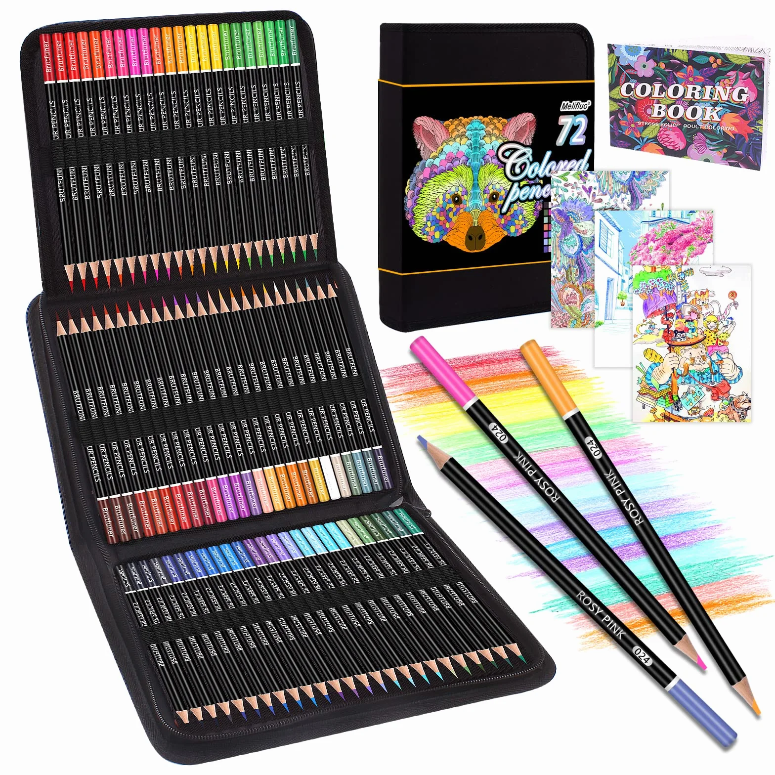 Juego 72 Lápices Colores Profesionales con Bolsa Cremallera Portátil Negra