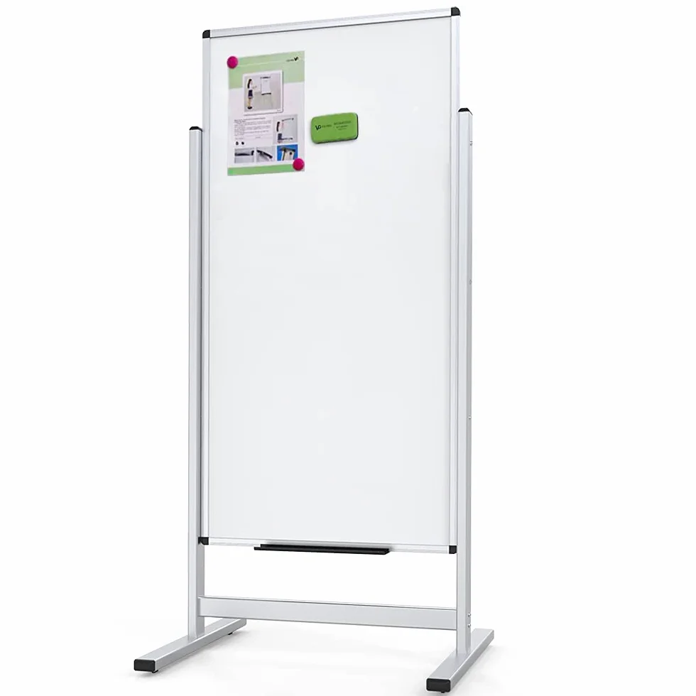 VIZ-PRO Pizarra blanca magnética doble cara 120x60 cm con Soporte altura ajustable
