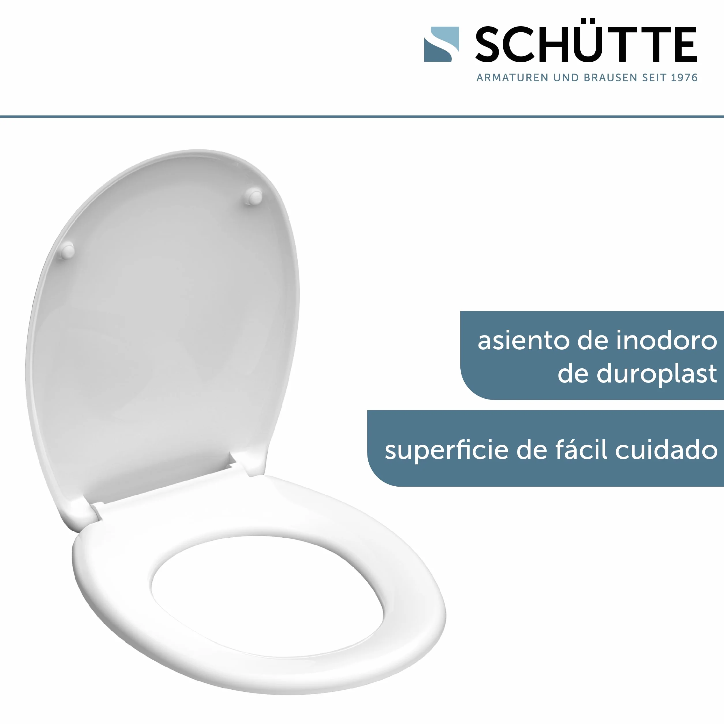 SCHÜTTE Asiento de inodoro sin descenso automático, tapa de inodoro con bisagras metálicas, Duroplástico resistente a los arañazos, tapa y asiento de inodoro con carga máxima de 150 kg, tamaño