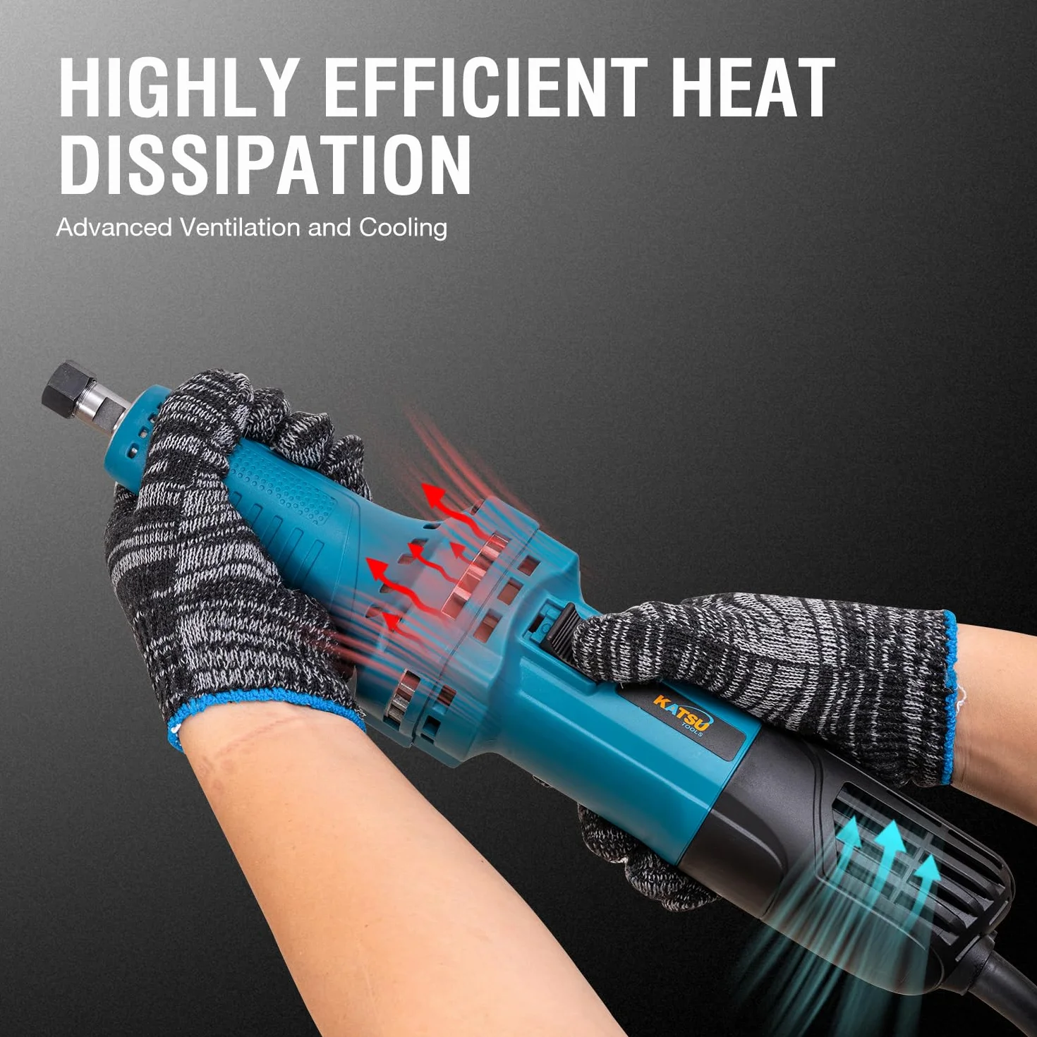 KATSU Tools Amoladora troqueladora, amoladora recta eléctrica profesional de 710 W, herramienta rotativa con portabrocas de 6 mm y 6,35 mm para pulir, pulir, grabar y tallar