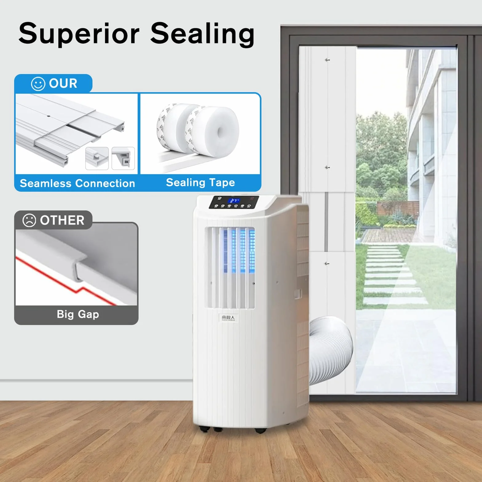 Kit Ventana Aire Acondicionado Portátil, Placa de Sellado de Ventanas Aire Acondicionado con Adaptador Universal de 13/15 cm, Sellado de Ventanas de Aire Acondicionado móvil