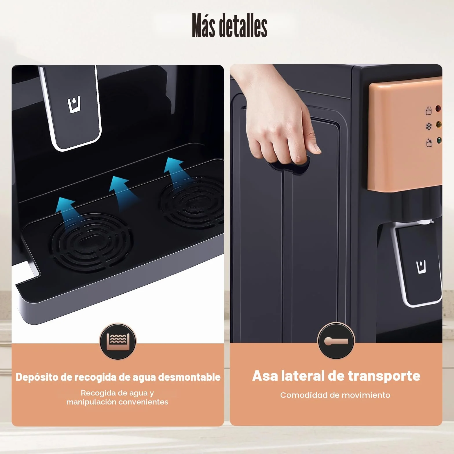 Fuente de agua caliente y fría eléctrica, dispensador de agua de mesa para oficina y cocina, acero inoxidable alimentario, calentamiento rápido 95°C, refrigeración 8°C, té, leche, café, compacto