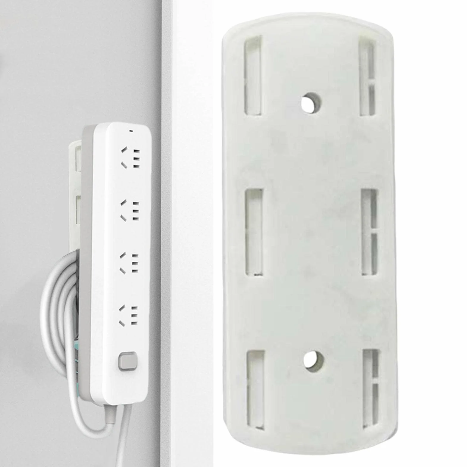 Soporte De Pared para Enchufe, Fijador De Regletas, Soporte Adhesivo para Dados Sin Perforación, Fijador De Enchufes De Escritorio Autoadhesivo para Cocina, Hogar, Oficina Y El Hotel (1/4/8 Piezas)