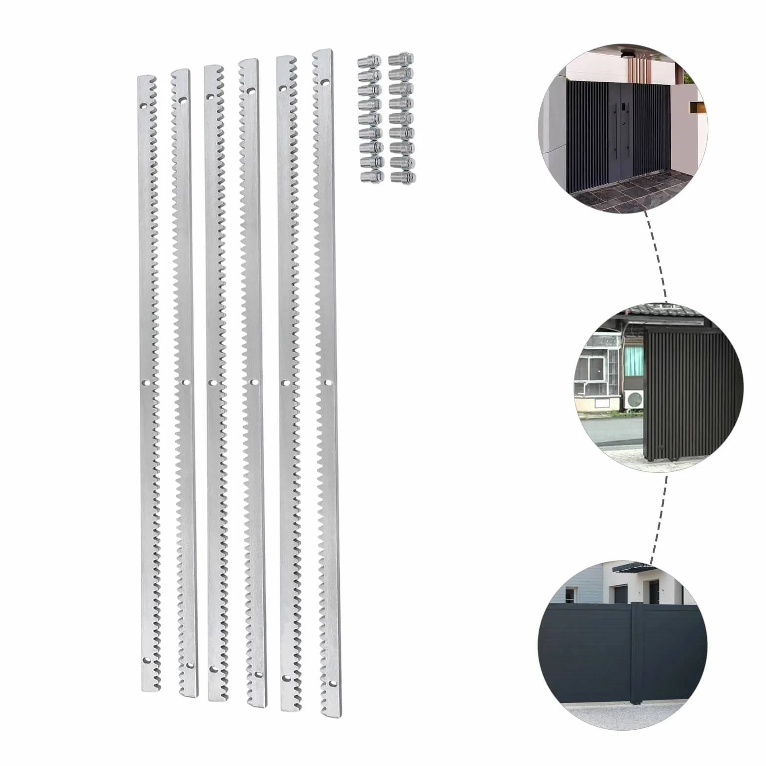 6 x 1 m cremallera para accionamiento de puerta corredera | riel dentado de acero galvanizado (12 mm de grosor) | compatible con abridores de puerta | para puertas correderas pesadas de hasta
