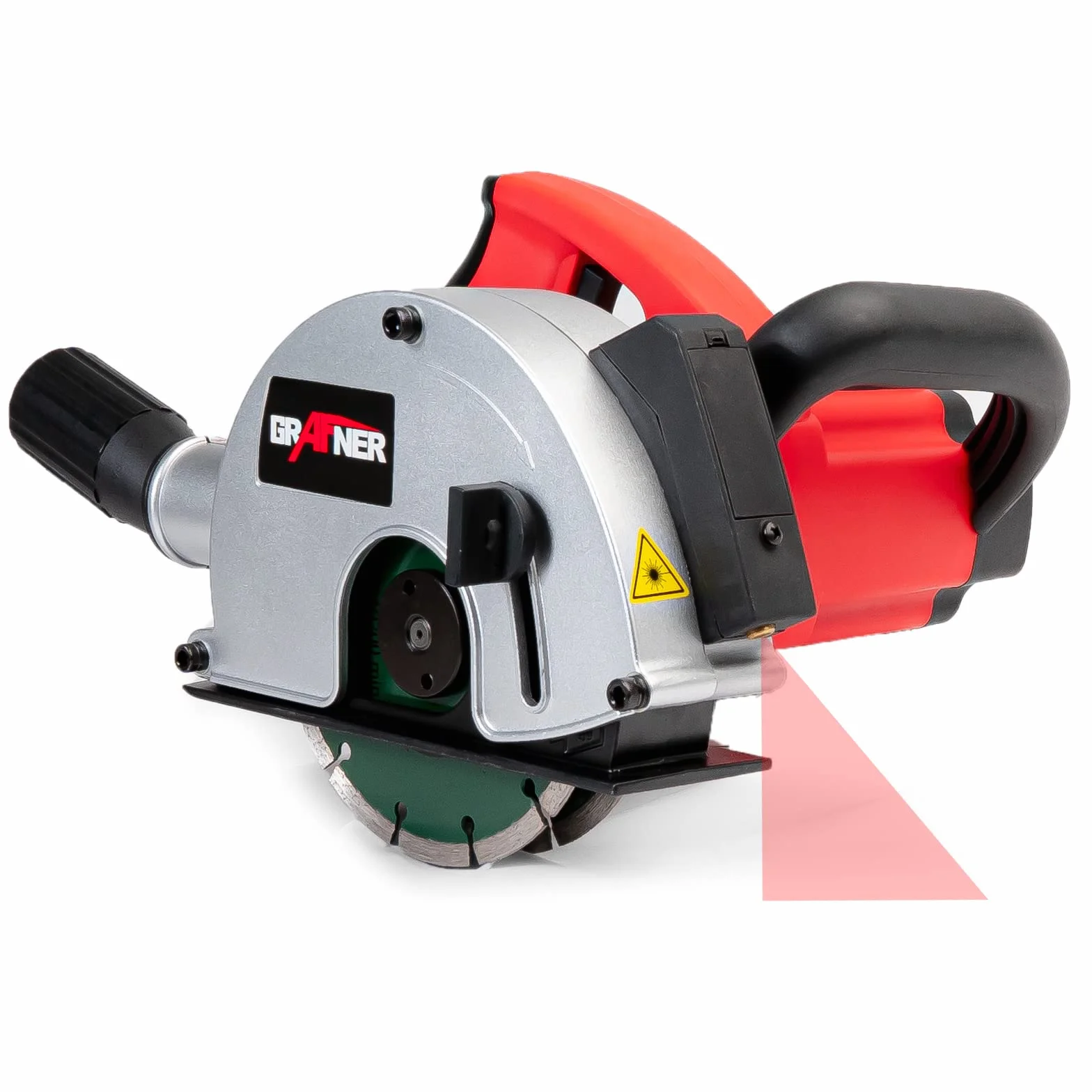 Grafner Fresadora de pared con láser, potente 1700 W con 4000 rpm, incluye 2 discos de corte de diamante de 150 mm de diámetro, extracción de polvo, ancho de ranura 14-29 mm, profundidad de ranura 10