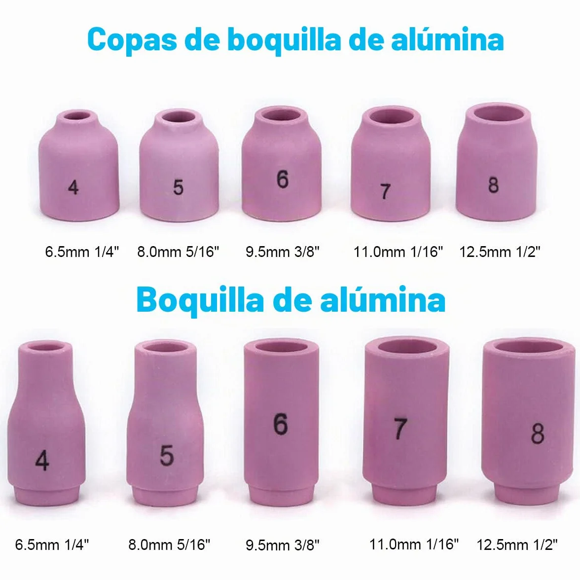 51 Uds antorcha de Soldadura para TIG Lente de Gas rechoncho # 10 Kit de Copa de Vidrio, Boquilla de alúmina 10 Uds para WP-17/18/26