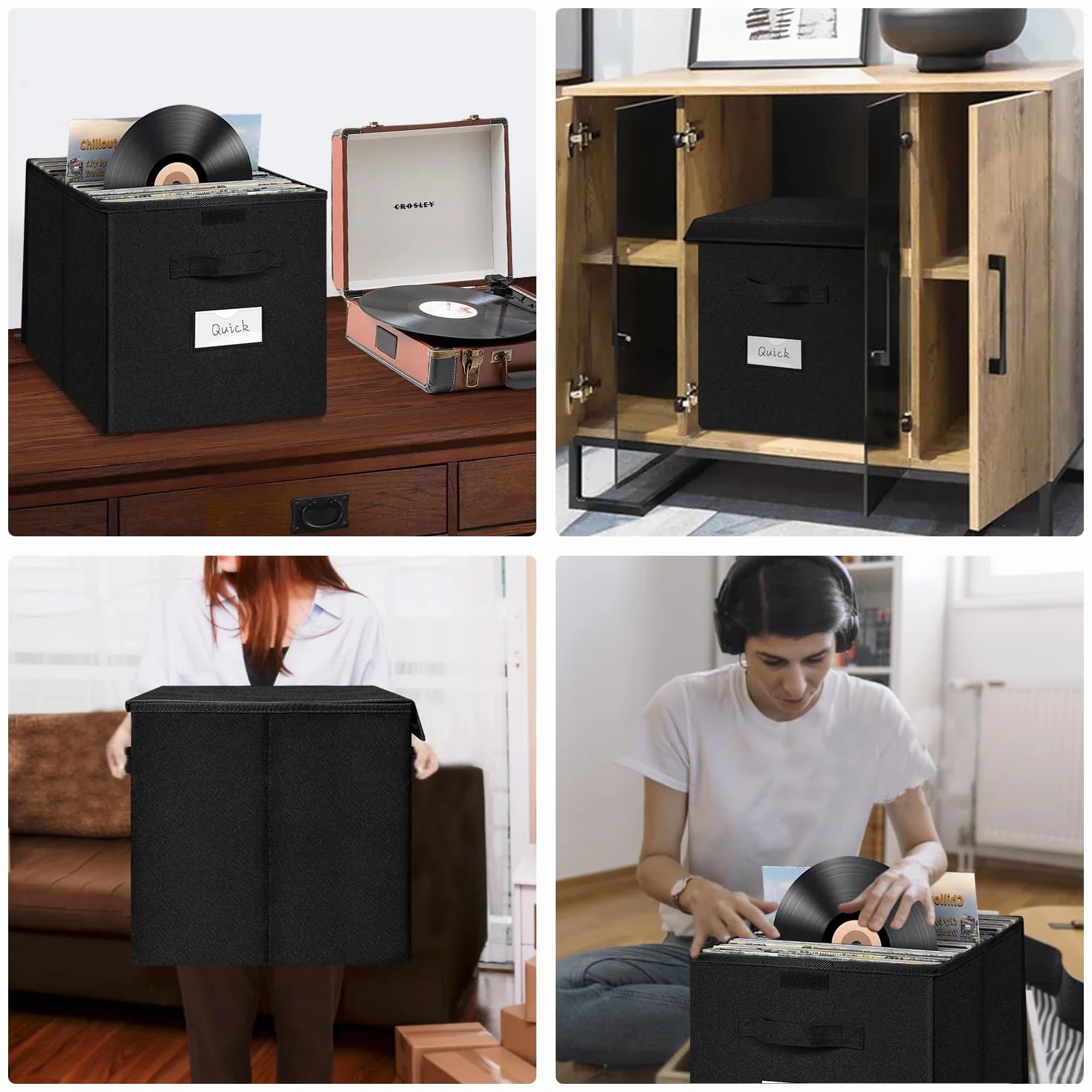 Caja de Almacenamiento para Discos de Vinilo LP 12 Pulgadas Capacidad 90 Discos