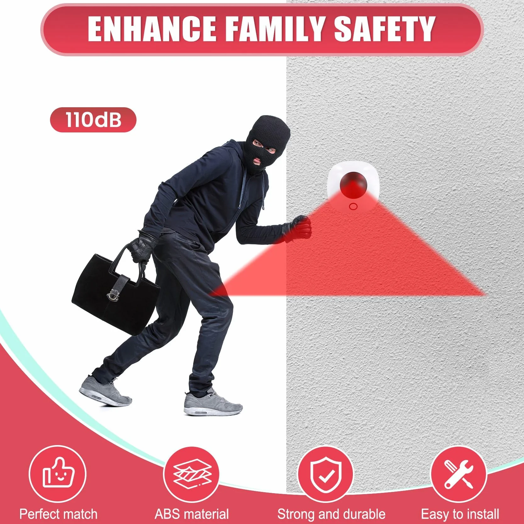 Sirena de Alarma con Luz de Sonido Inteligente WIFI 110dB TUYA Sirena de Protección de Seguridad de Seguridad de Alarma para el Hogar Enchufe Europeo