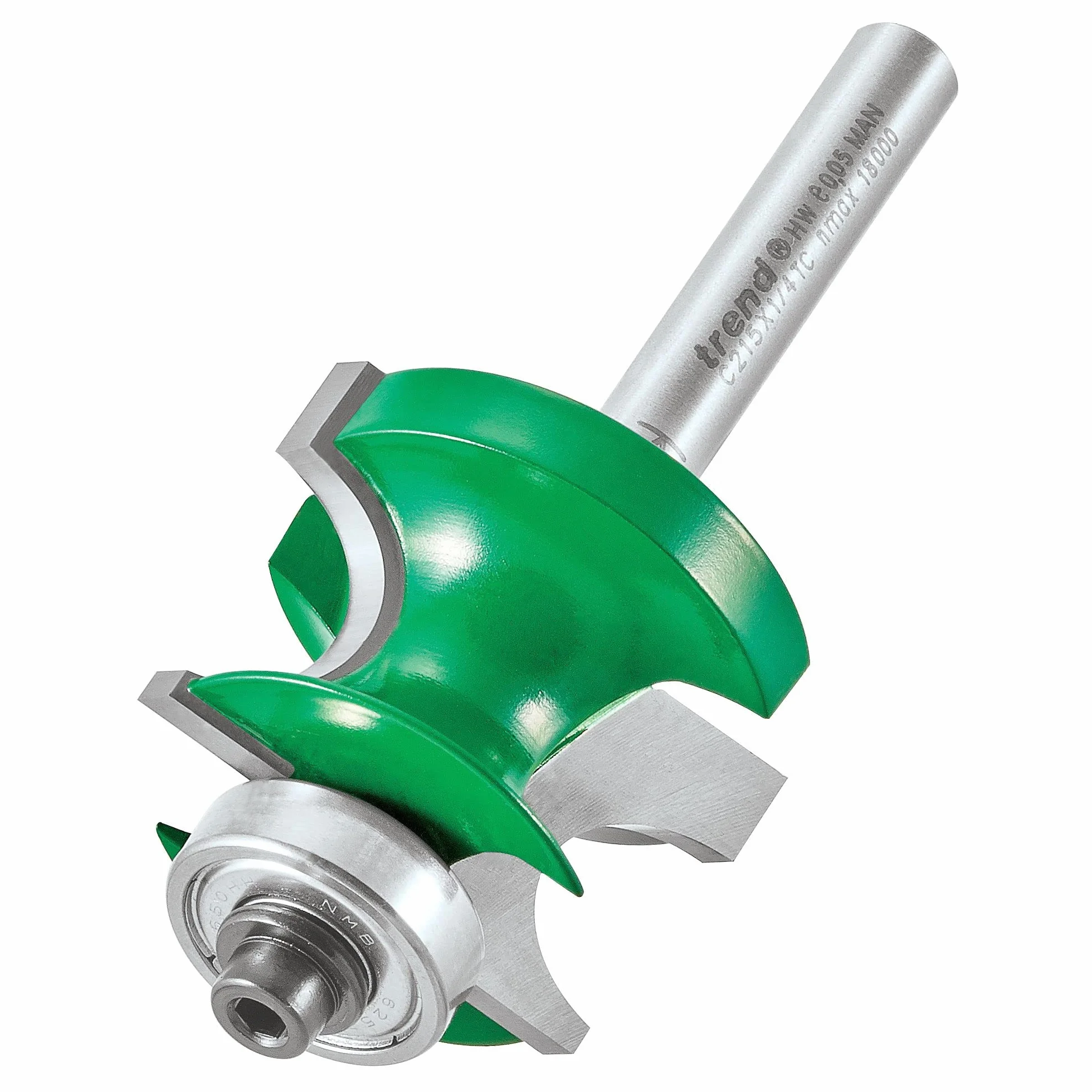 Trend CraftPro Fresa guiada por rodamiento para moldura de esquina, 1/4” | Perfilado preciso de bagueta de esquina: Ø31,9 mm, L22,5 mm, R7 mm, metal duro TCT, C215X1/4TC