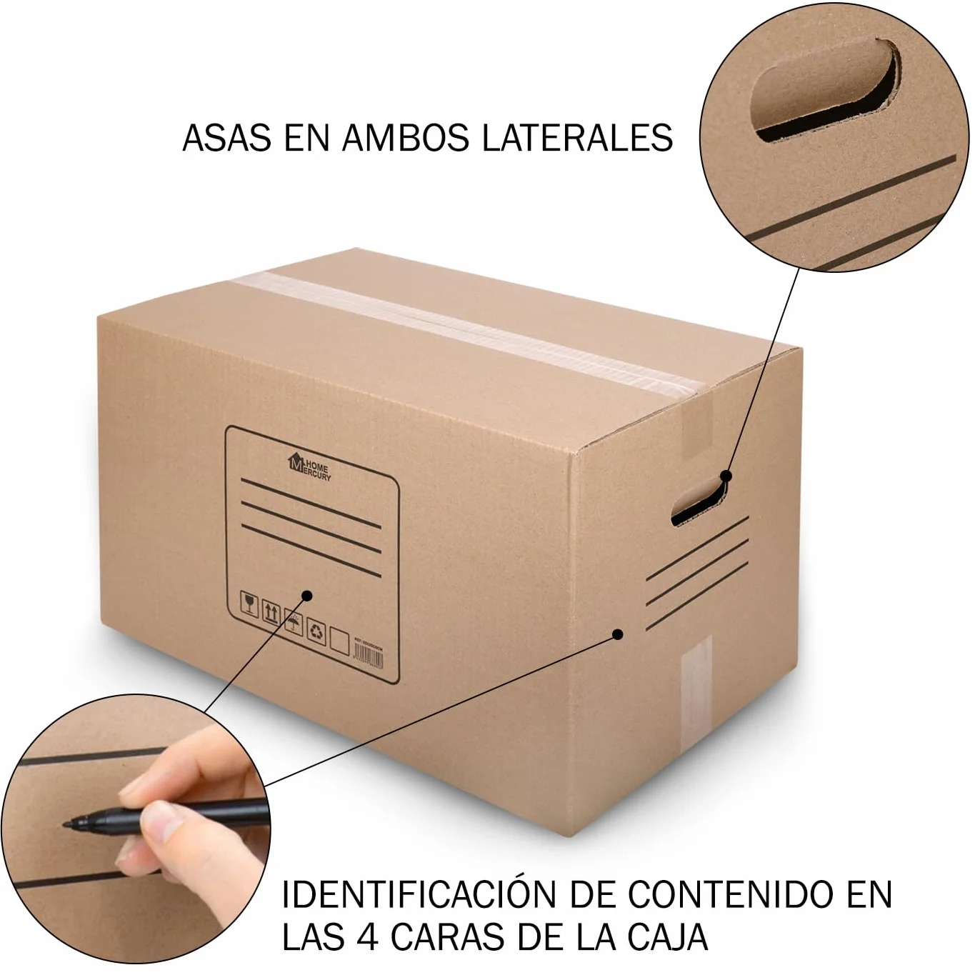 MERCURY Cajas de mudanza y almacenaje Ultra Resistentes 10 Pack 50x30x30CM 45 Litros con Asas