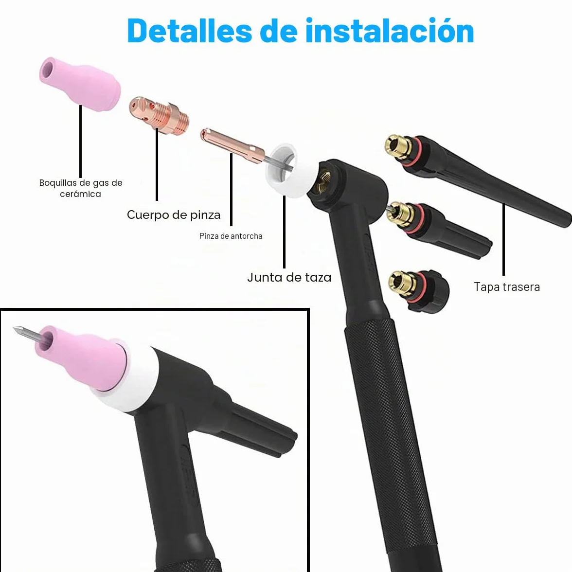 51 Uds antorcha de Soldadura para TIG Lente de Gas rechoncho # 10 Kit de Copa de Vidrio, Boquilla de alúmina 10 Uds para WP-17/18/26
