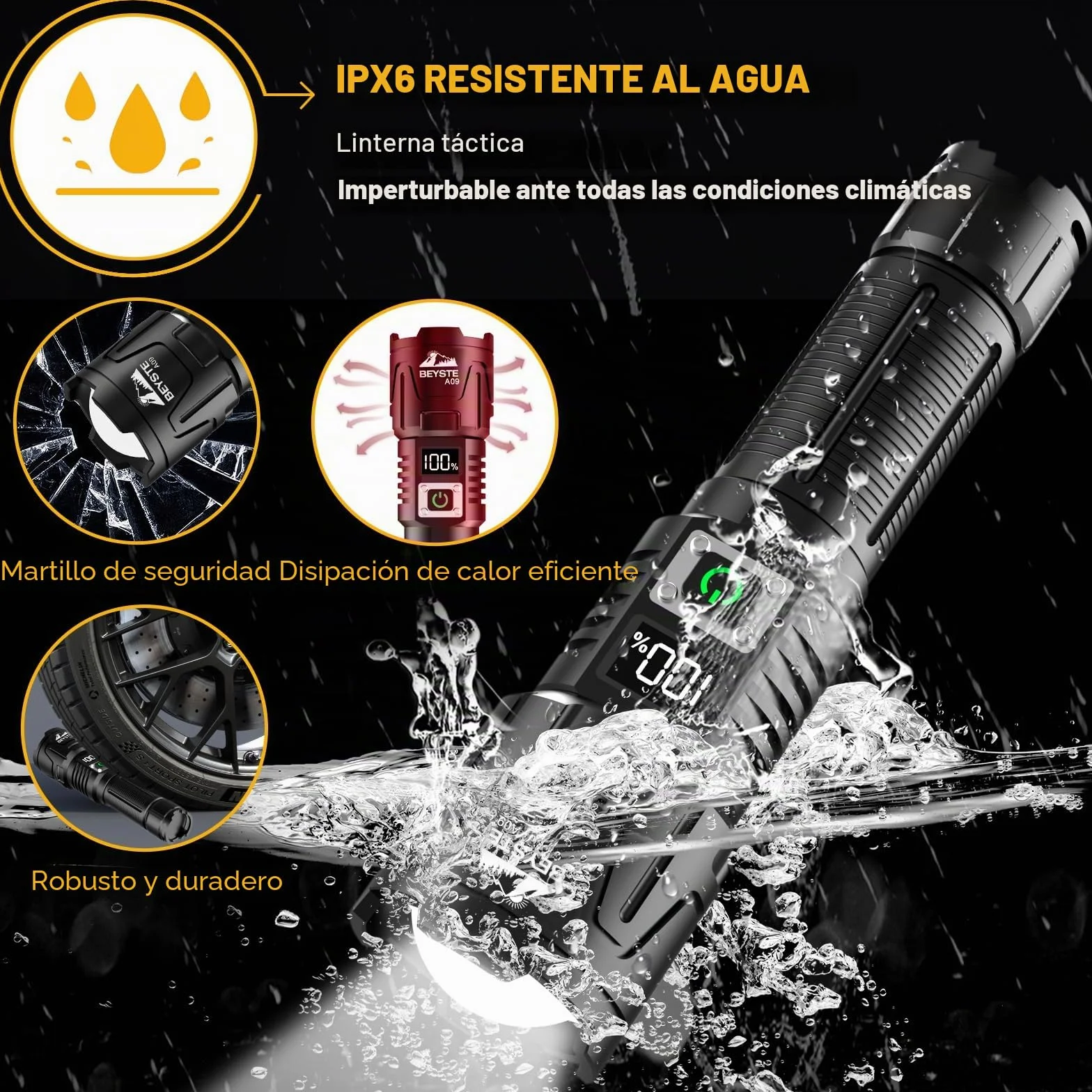 Linternas LED Alta Potencia, 1,000,000 Lúmenes Linterna Recargable Potente Largo Alcance, Linterna Tactica Policial, XHQ99.2 Flashlight De Alta Luminosidad Para Emergencia Camping Regalo