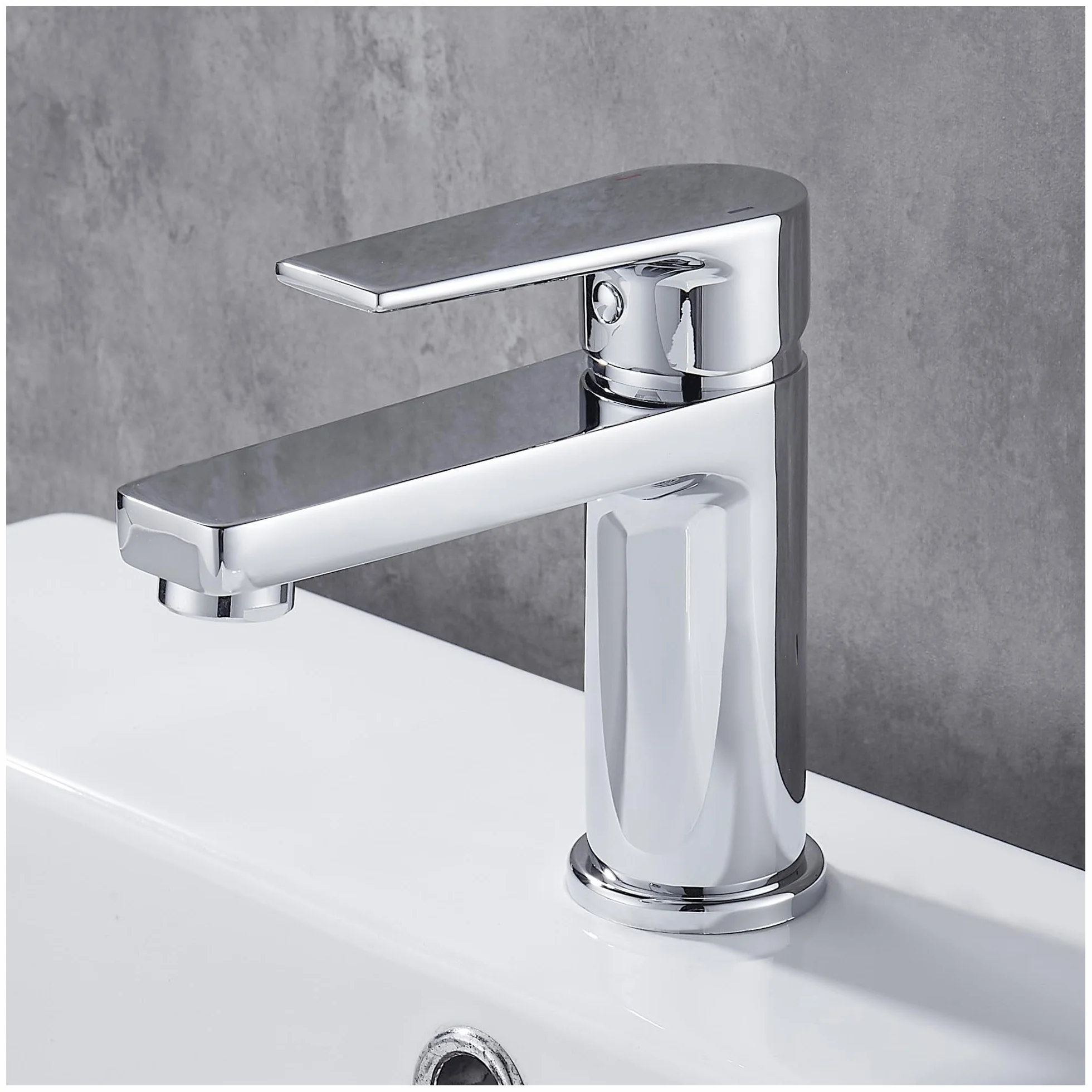 GRICOL Grifo Lavabo de Baño Grifo Monocomando para Lavabo Latón Mezclador de Lavabo Agua Fría y Caliente Grifo para Baño Cromo Plata