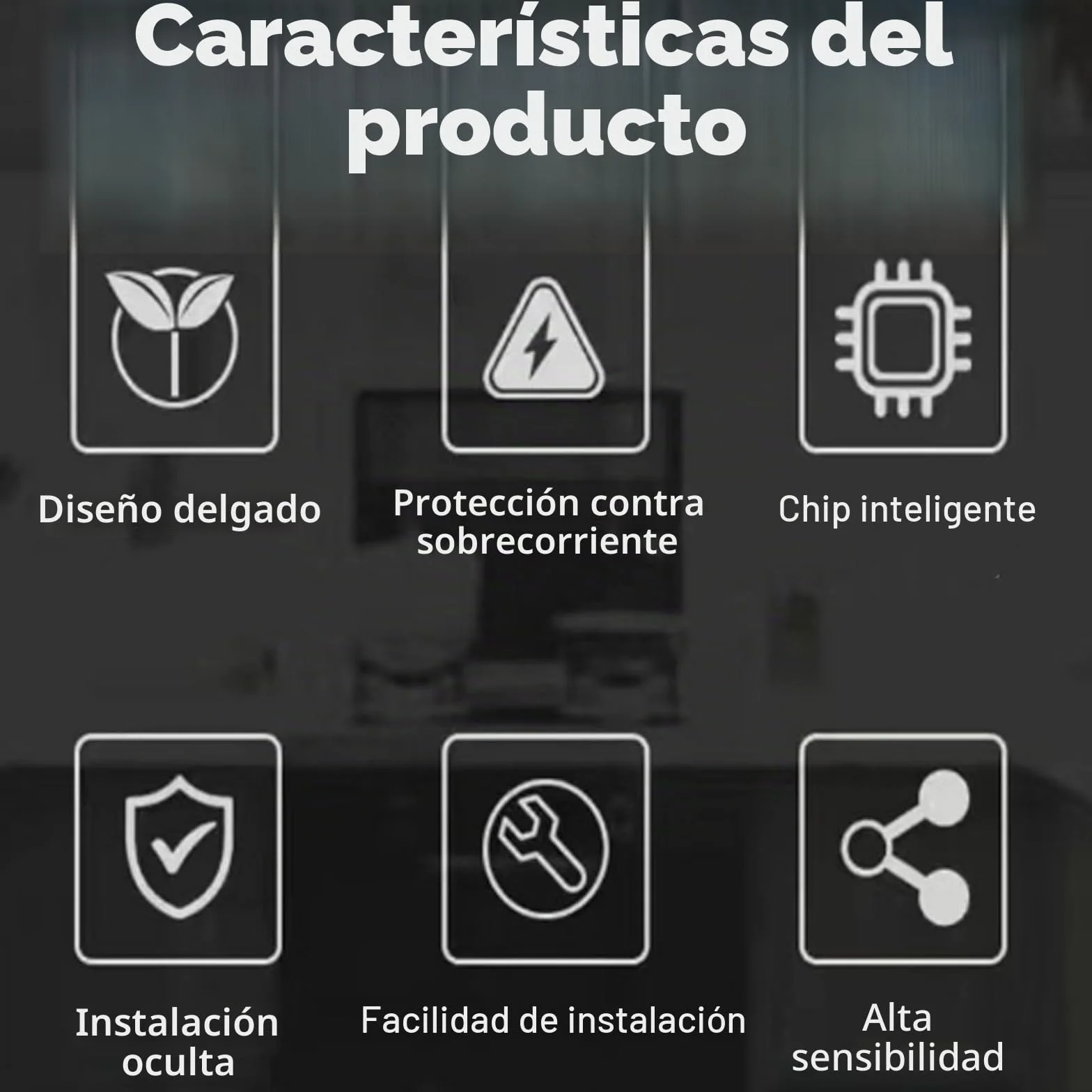 2 interruptores reguladores LED táctiles ocultos de 12 V, CC 3,3 – 24 V, 5 A, interruptor táctil para barra de luz LED Smart Home, penetra madera, piedra, vidrio, etc., no requiere agujeros (negro)
