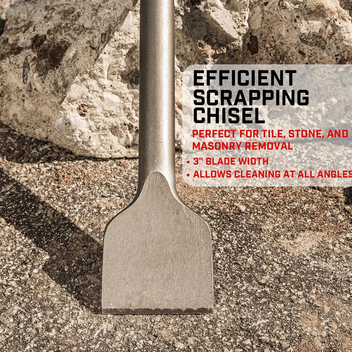 XtremepowerUS Cincel de repuesto de vástago hexagonal (cincel de raspado) broca de cincel hexagonal de 1-1/8 pulgadas para martillo de demolición eléctrico