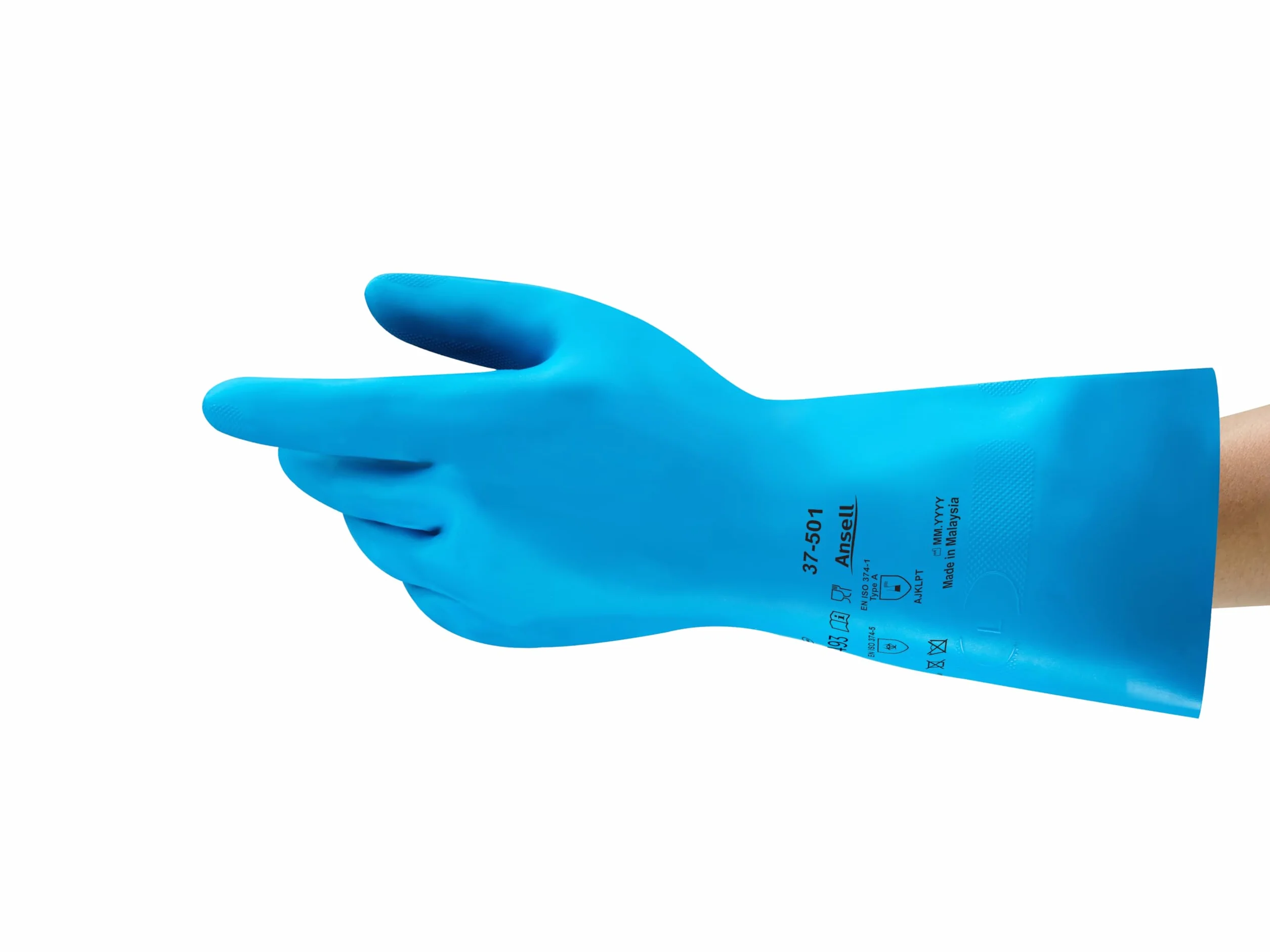 Ansell AlphaTec 37-501 Guantes de Nitrilo Profesionales, Alta Protección Química y Resistencia a la Abrasión, Seguridad Alimentaria y Industrial, Reutilizables, Azul, Talla S (12 Pares)