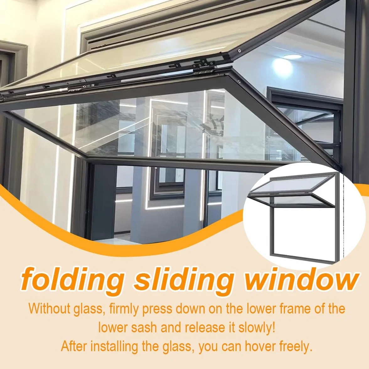 Ventana Plegable Interior de Doble Guillotina - Marco de Aleación de Aluminio, Vidrio Reforzado y Cerraduras. Personalizable para Casas Móviles y Uso Comercial.(WxH 44x40in/111.7x101.6cm)