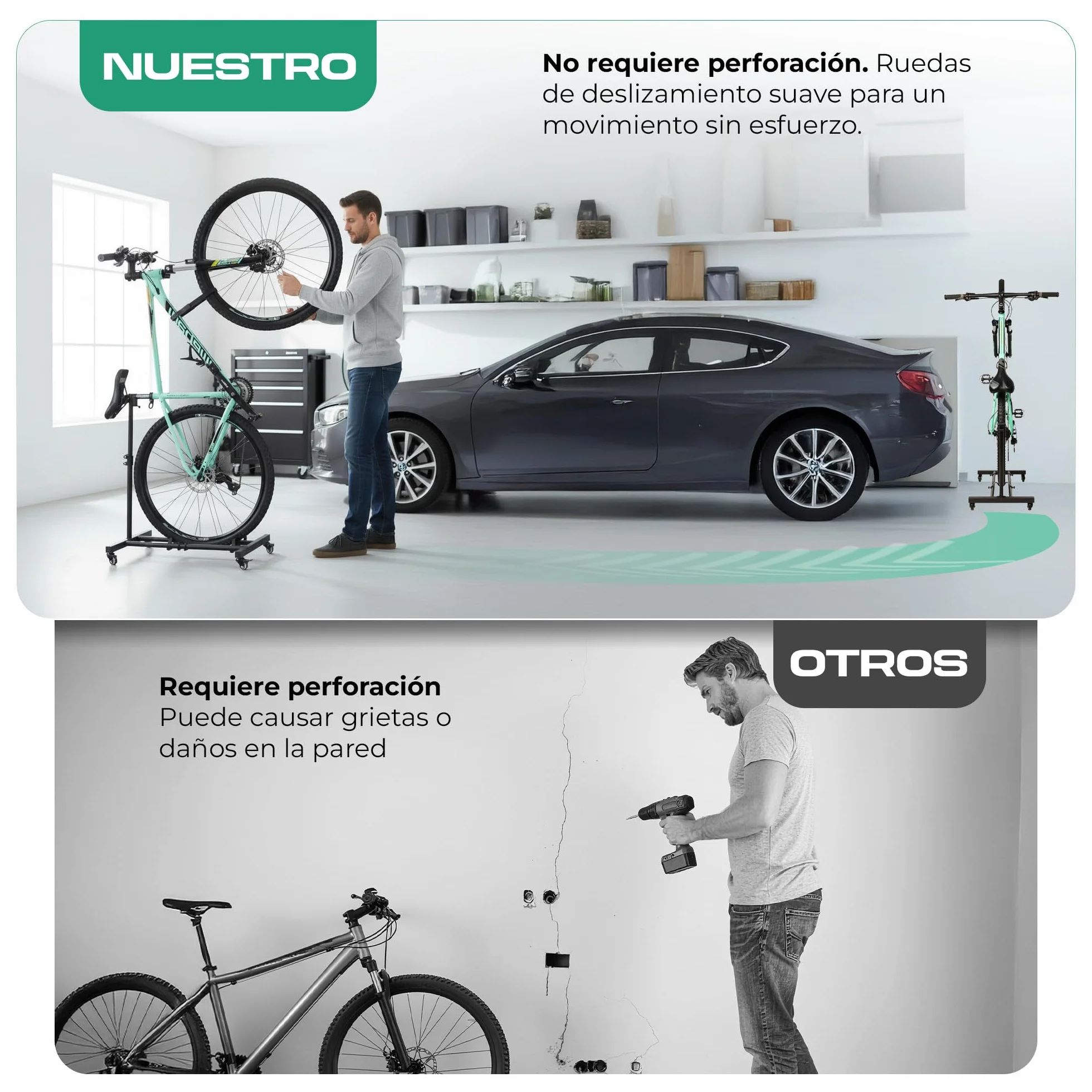 Genérico CHIROS Soporte Bicicletas Suelo Vertical Aparca Bicis de Suelo Casa Garaje