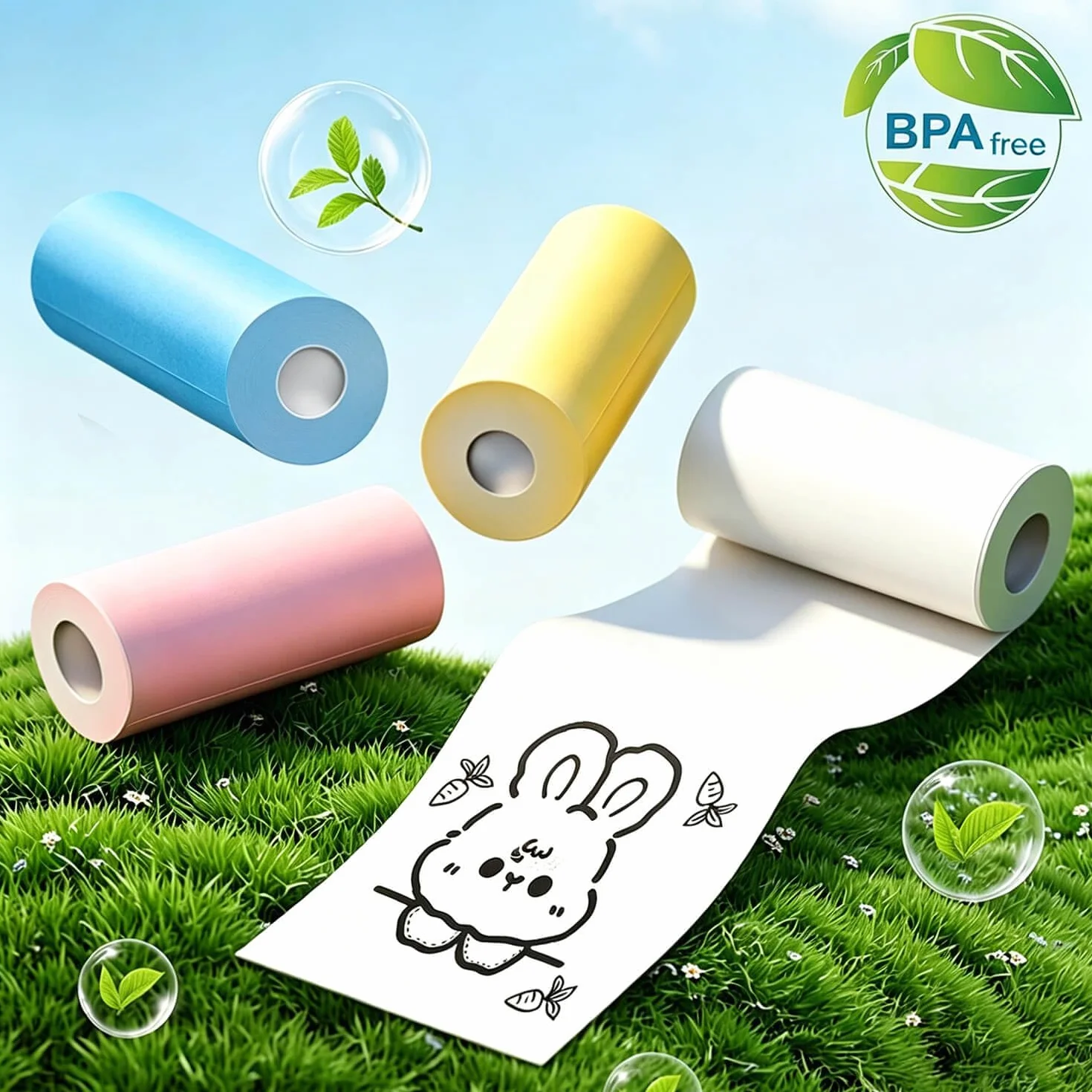 18 rollos de papel de repuesto para cámara para niños, compatible con la mayoría de cámaras de impresión instantánea para niños (2.25 x 1 pulgada)