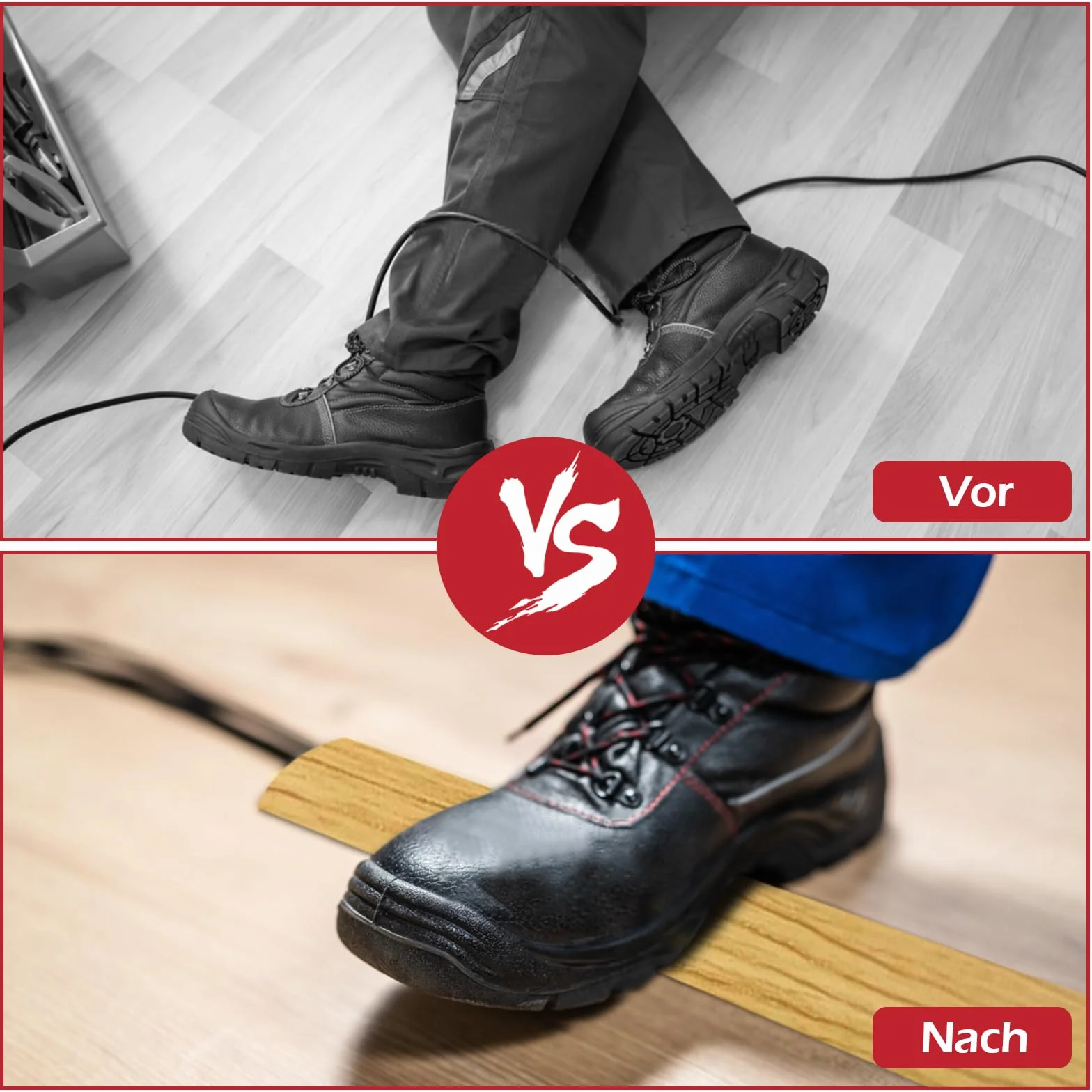 Protector de cable de suelo, flexible y cortable, protección de cable de PVC, autoadhesivo, cubierta para cables de suelo, protege los cables y evita tropiezos, 60 mm x 2 m, grano de madera amarilla