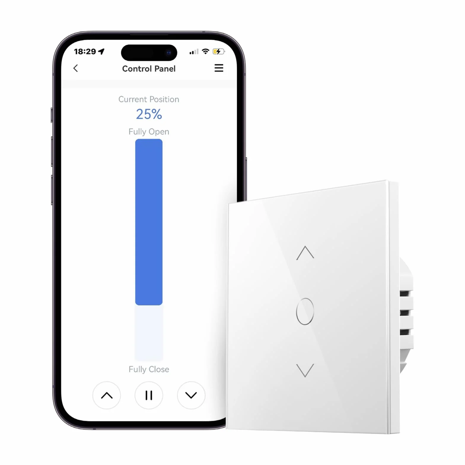 Meross Interruptor de Cortina, Interruptor de Persianas LED Inteligentes WiFi (Necesita Cable Neutro) Compatible con Alexa y Google Assistant, Control por Porcentaje, 2.4GHz