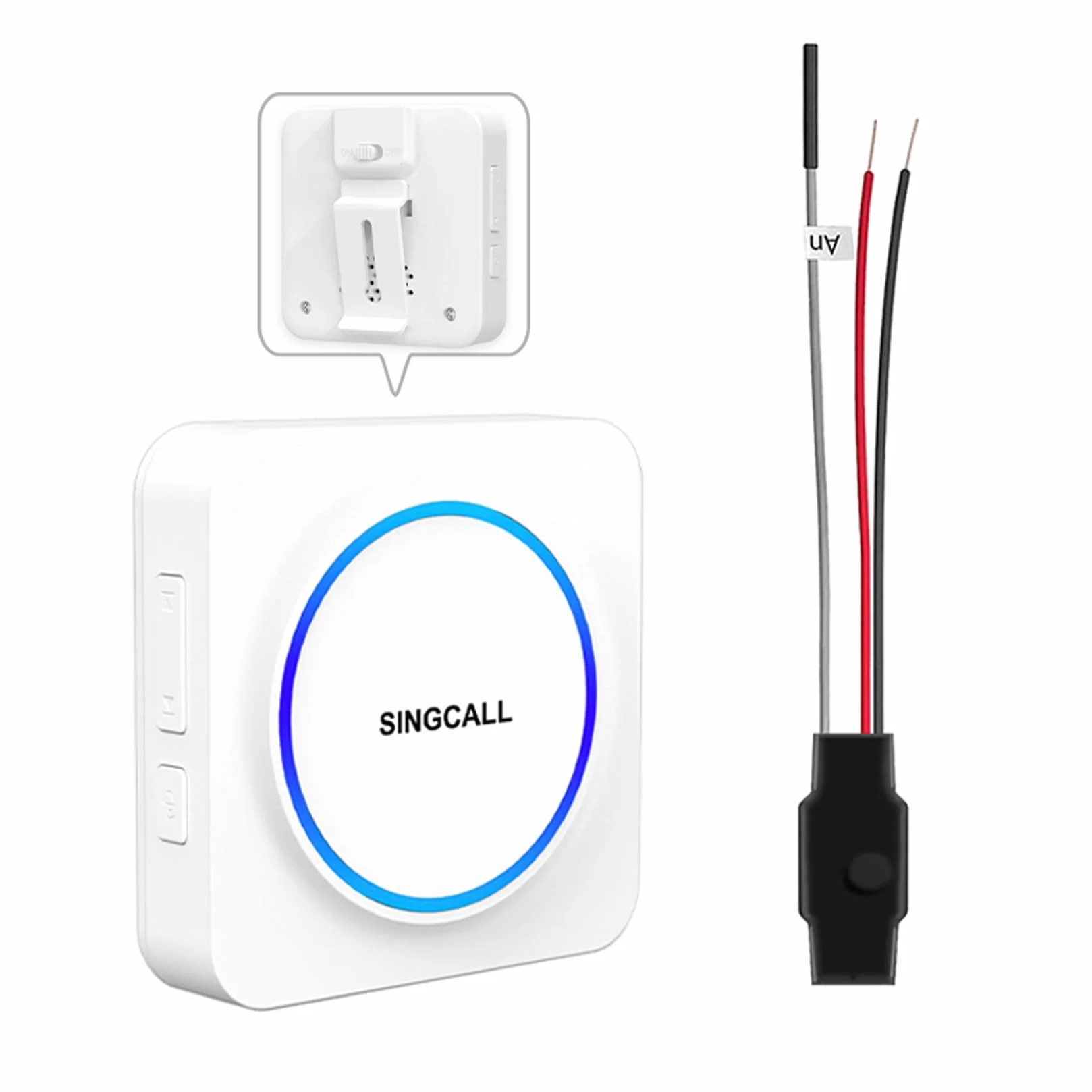 SINGCALL Juego de Extensión de Radio Timbre Inalámbrico Gong para Sistemas de Timbre Existentes con 32 Tonos y Volumen 0-100 dB para Hogar/Garaje/Apartamento,1 Receptor Portátil+1 Convertidor de Radio