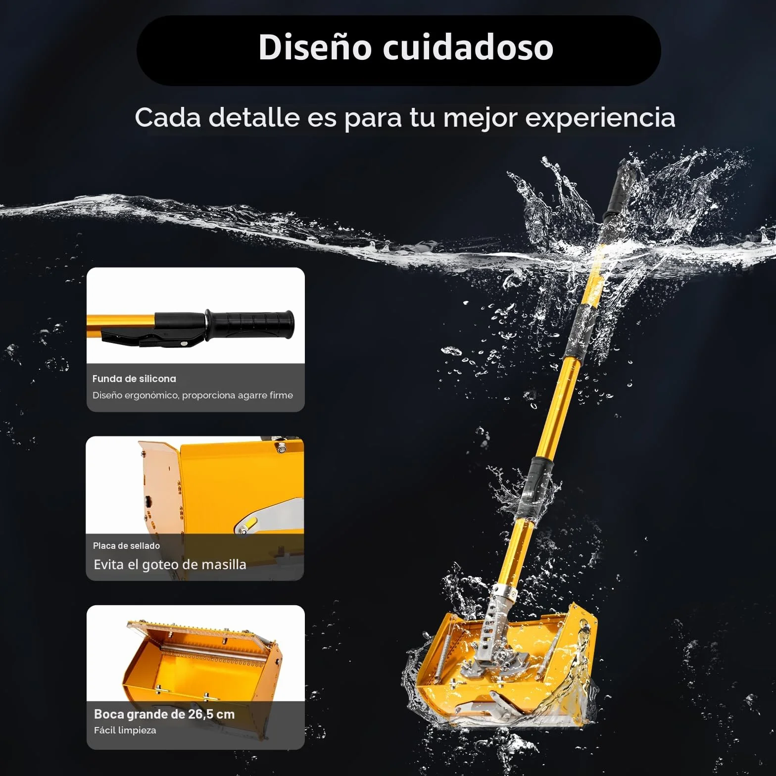 Herramientas de Acabado Planas Para Paneles de Yeso, 10'' Caja de Acabado Plana Profesional con Mango Ajustable de 90 a 150 cm, Ajustable en Polvo de Yeso, Herramienta de Procesamiento de Paneles de