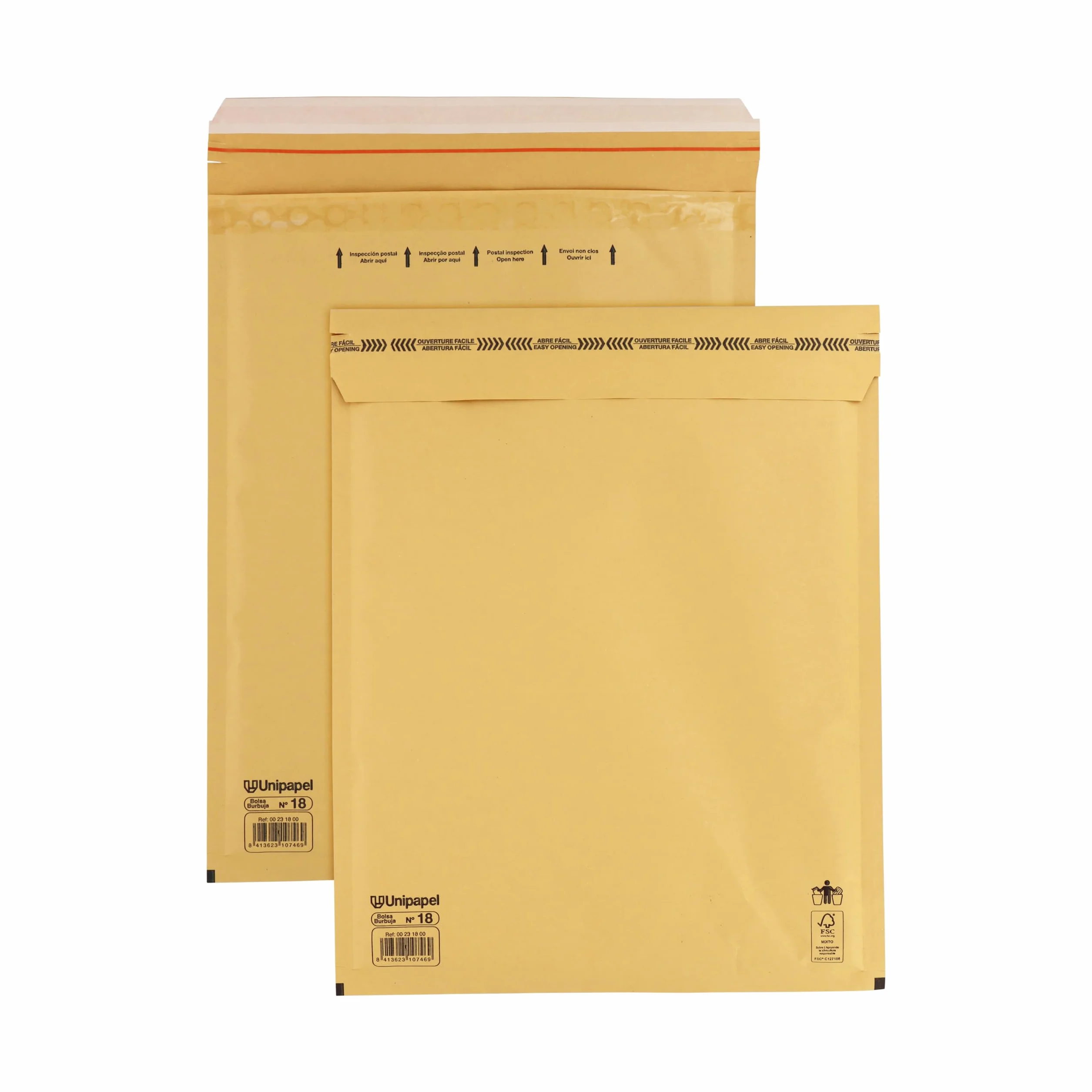 Sobres Acolchados Kraft con Papel de Burbujas Interior Nº 18 270x360mm Cierre Autoadhesivo Pack 10 Unidades FSC