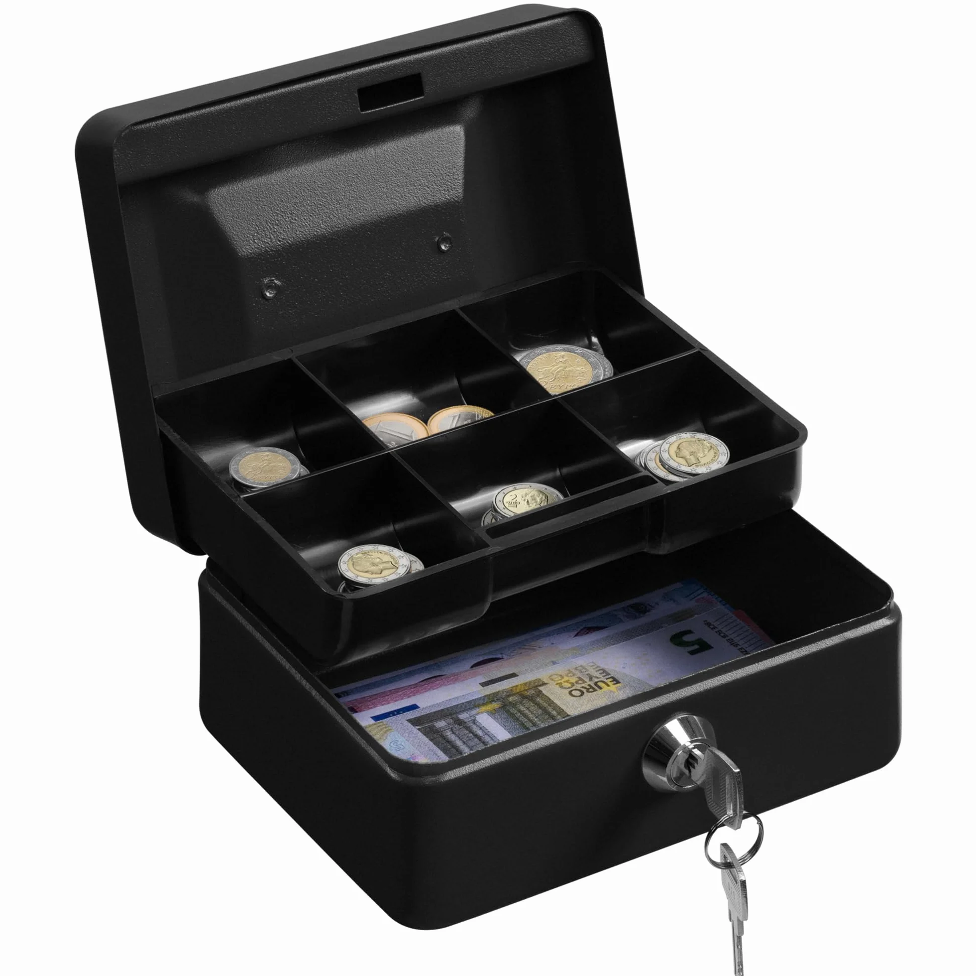 Caja de caudales H&S de acero con cierre y dos llaves 15 cm negro
