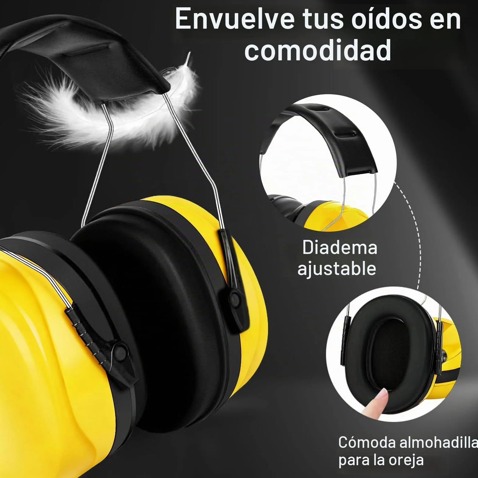 Flintronic Casco Antiruido SNR 28 dB Ajustable Protectores Auditivos