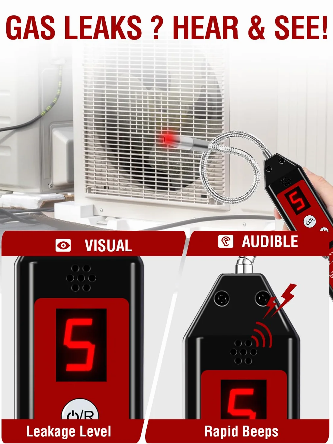 Detector de Fugas de Refrigerante con UV Luz WJL-6000Pro Freón HVAC Aire Acondicionado