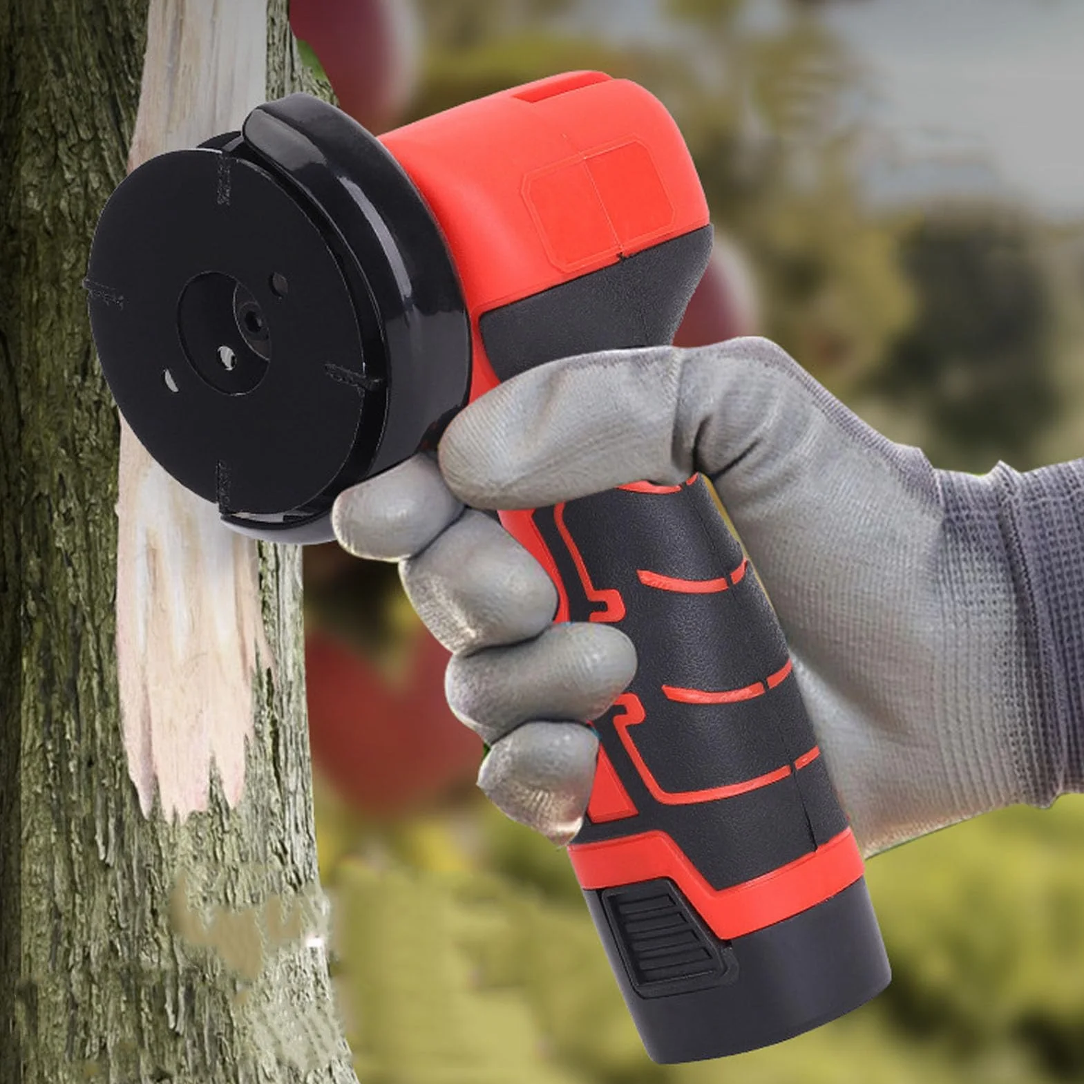 KUIDAMOS Amoladora Angular Inalámbrica para árboles Frutales, Potente Motor de Cobre para Uso en Exteriores, Acero Al Manganeso ABS