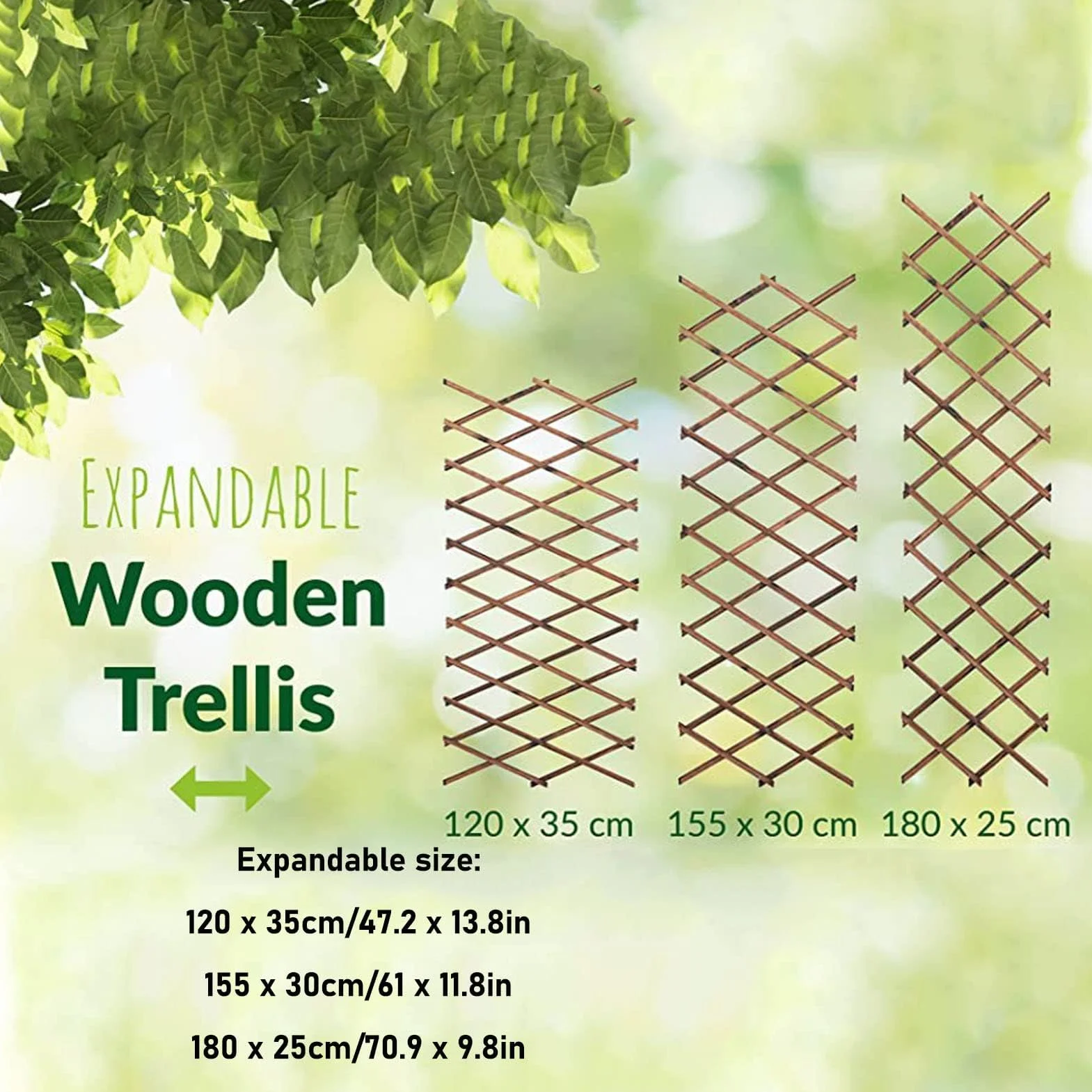 Atyhao Enrejado de Plantas Extensible, Enrejado de Pared de Valla de Enrejado de Madera Decorativa para Exteriores, Soporte de Valla de Enrejado para Flores de Enredaderas Trepadoras