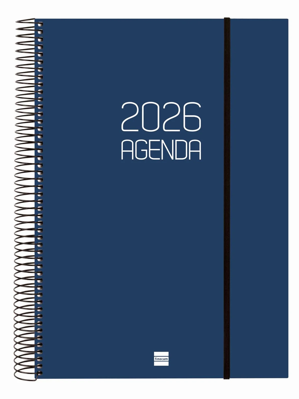 Agenda Espiral 2026 1 Día Página A4 Anual con goma Tapa de polipropileno Azul Español