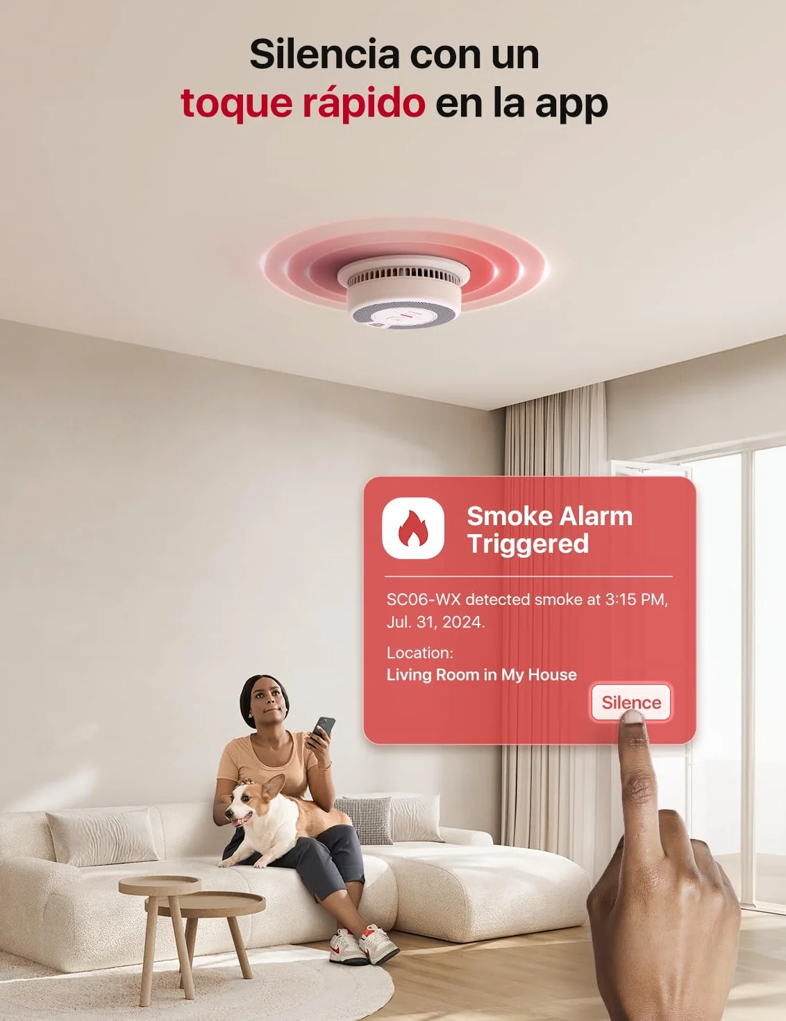 Alarma Wi-Fi X-Sense de Humo y monóxido de Carbono con batería reemplazable, Detector Combinado Inteligente Compatible con la App X-Sense Home Security, SC06-WX, 1 Unidad