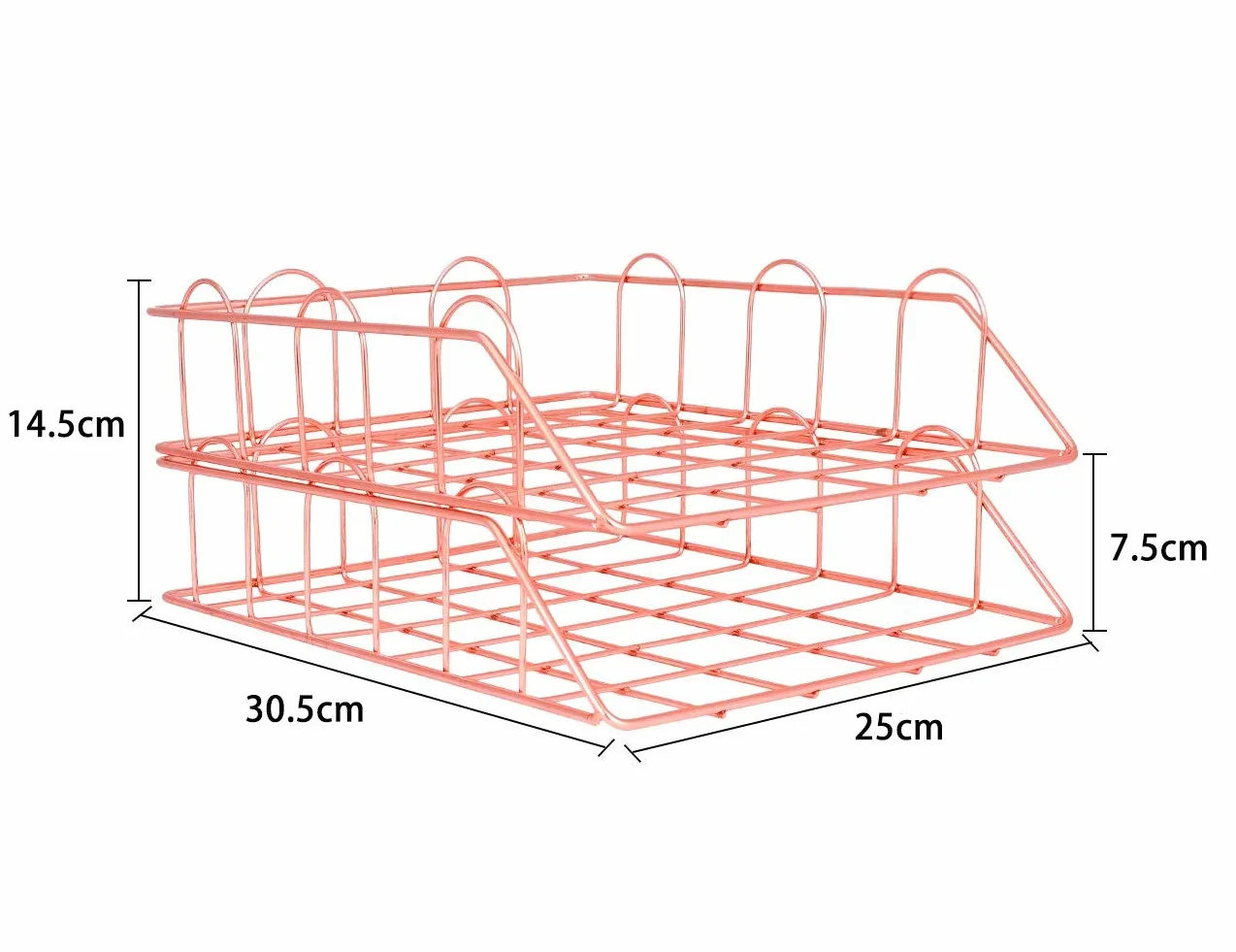 Organizador de Escritorio EasyPAG A4 Metal 2 Niveles Bandejas Apilables Oro Rosa
