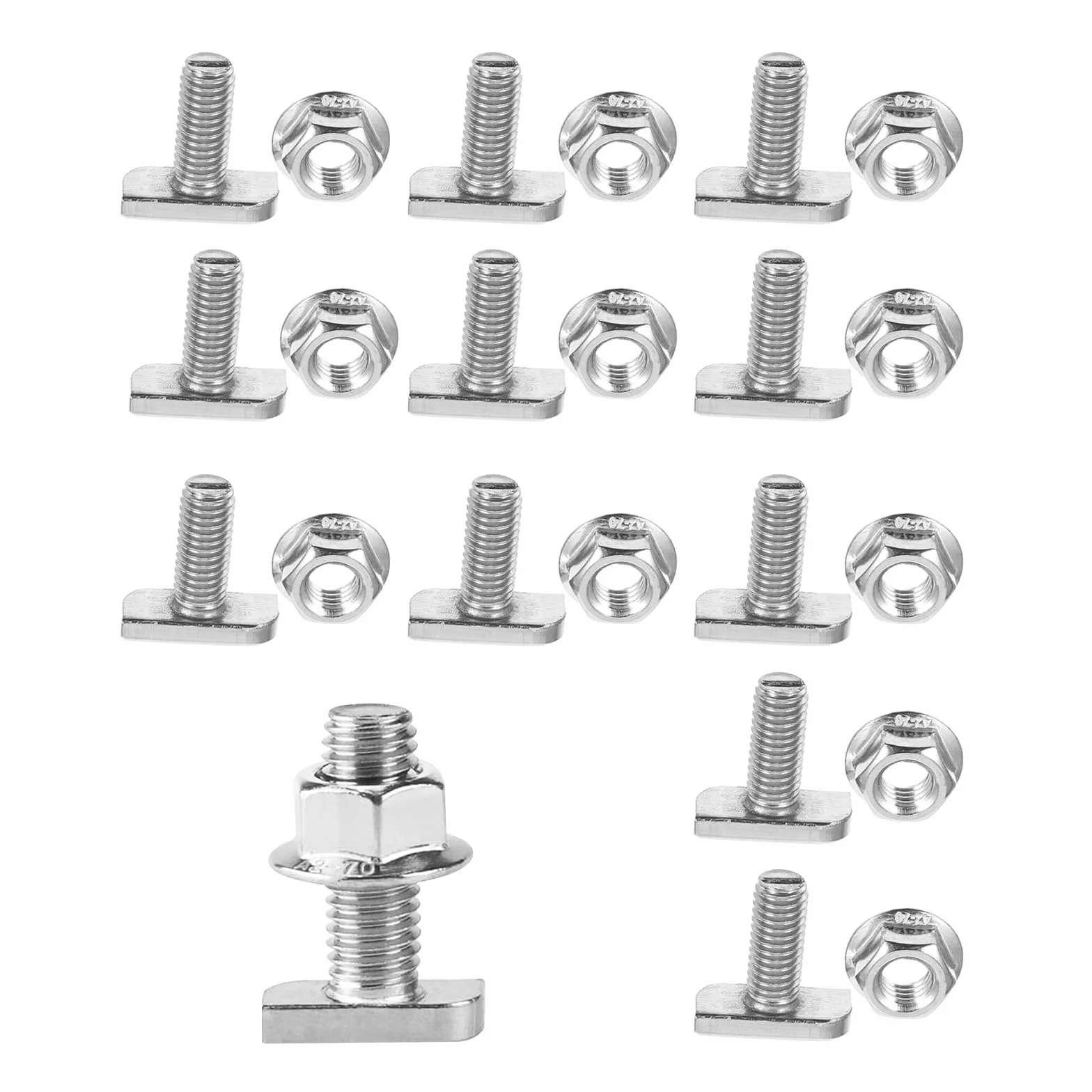 12 tornillos de cabeza de martillo M8 x 20 con tuercas de brida, acero inoxidable A2-70, tornillos con tuercas de bloqueo para invernadero fotovoltaico y soporte de panel solar