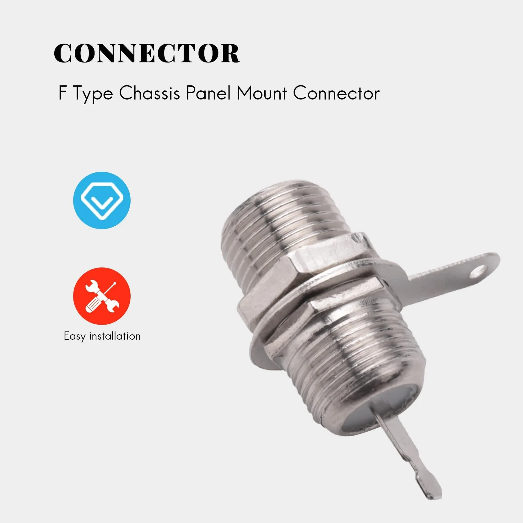 5pzs Adaptador de Conector de Soldadura Clavija Hembra Enchufe montado Panel de Tipo F