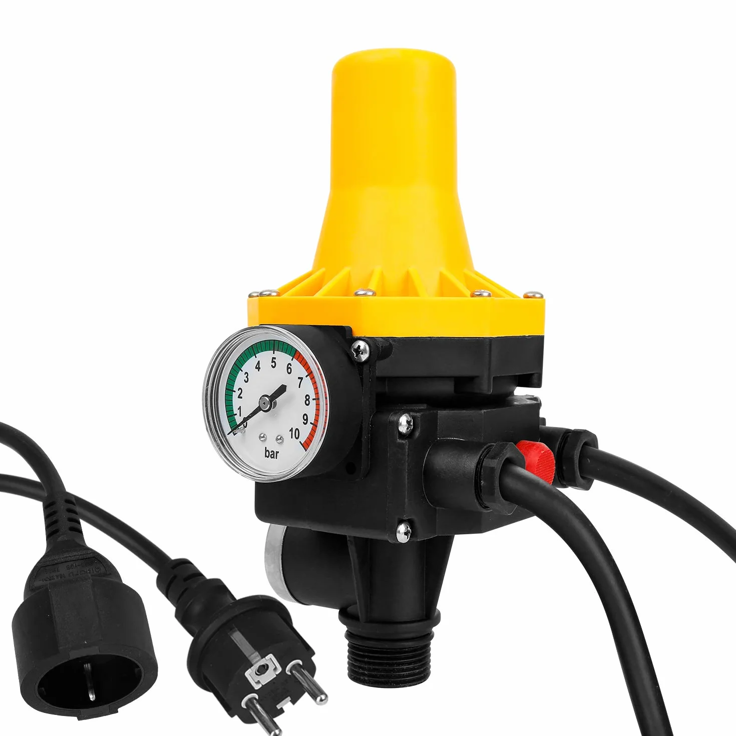 Control electrónico de bomba 1100W 9000 l/h - Presostato para agua - Controlador de presión de 10 bar con cable - Interruptor de presión IP65 para bombas de agua - Supervisa el flujo de agua