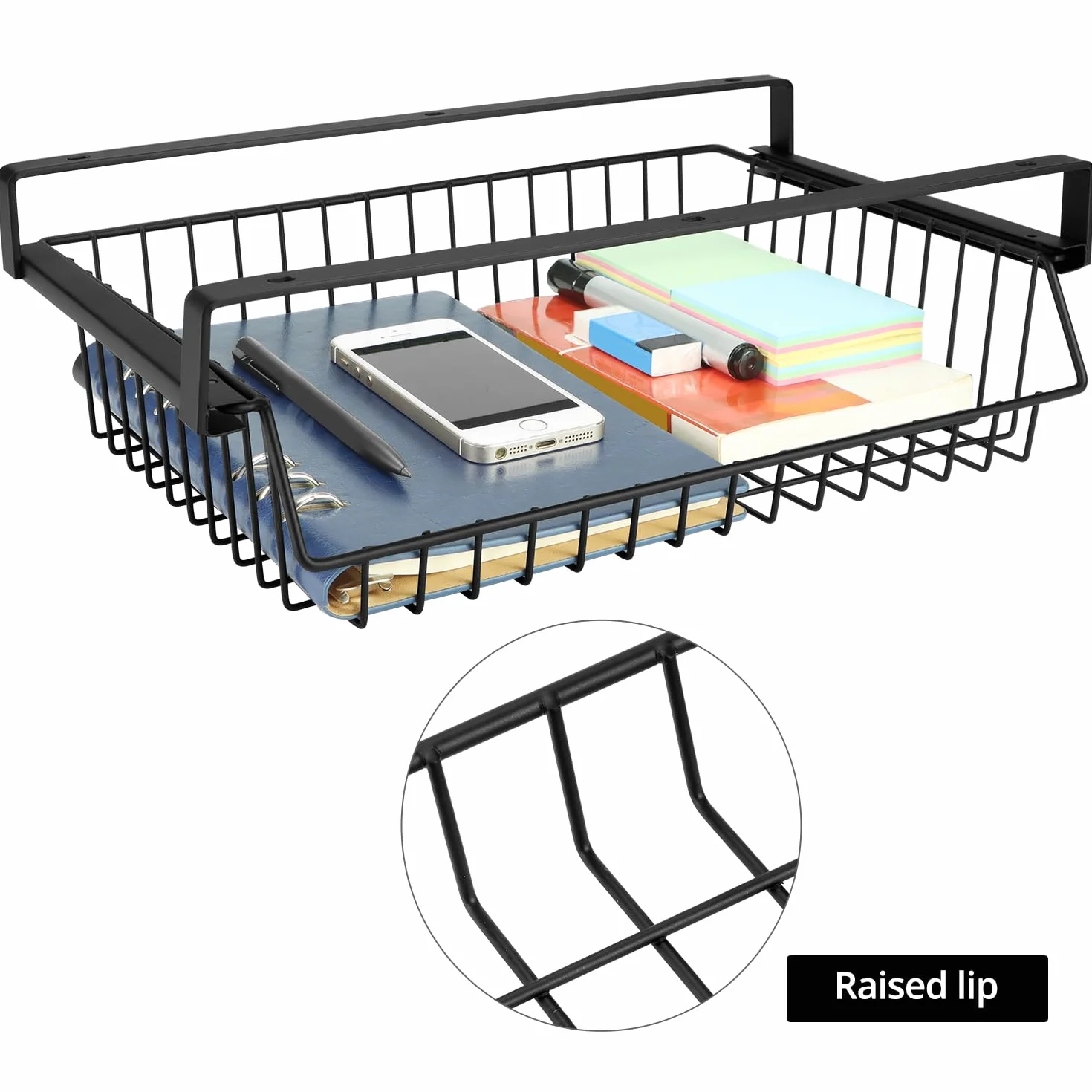 QWORK Cajón debajo de la mesa de metal capacidad de carga 5-10 kg para oficina cocina