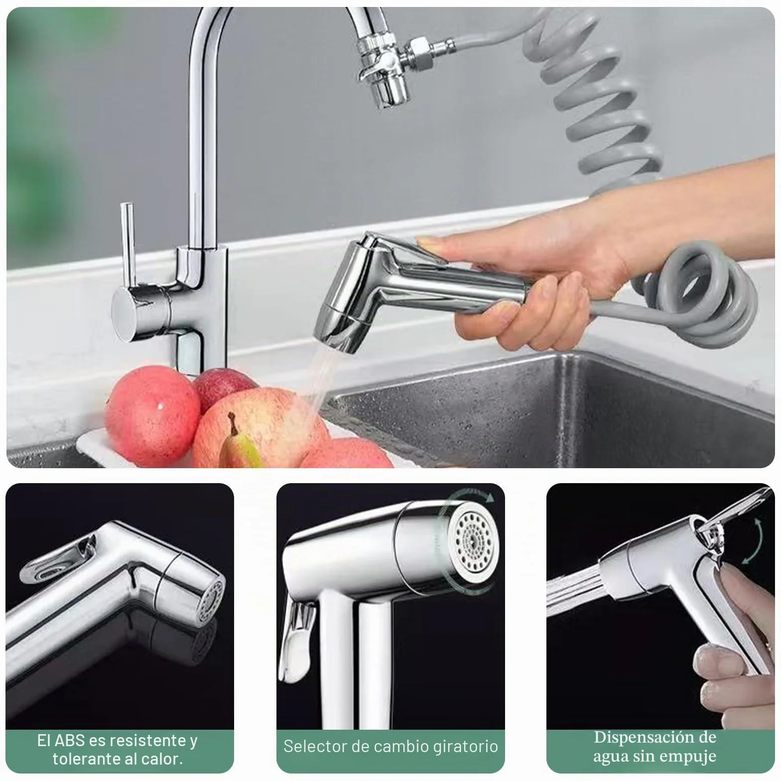 Bidet Handbrause Set ABS-Kunststoff Doppelstrahl-Modus Düse Federschlauch Wandhalterung