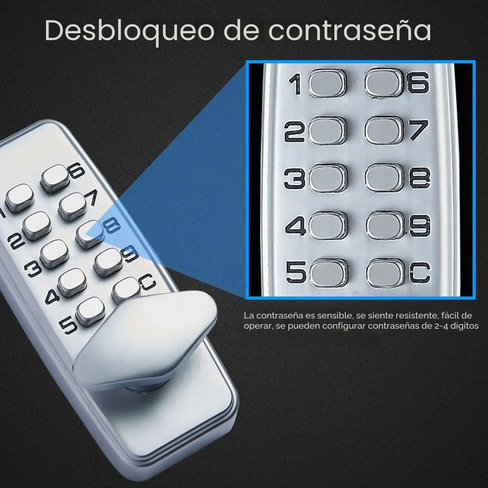 Cerradura de contraseña mecánica Multifuncional Impermeable A prueba de fuego Aleación de zinc Cerradura codificada sin llave inteligente Conjunto Cerradura de puerta combinada para oficina en casa