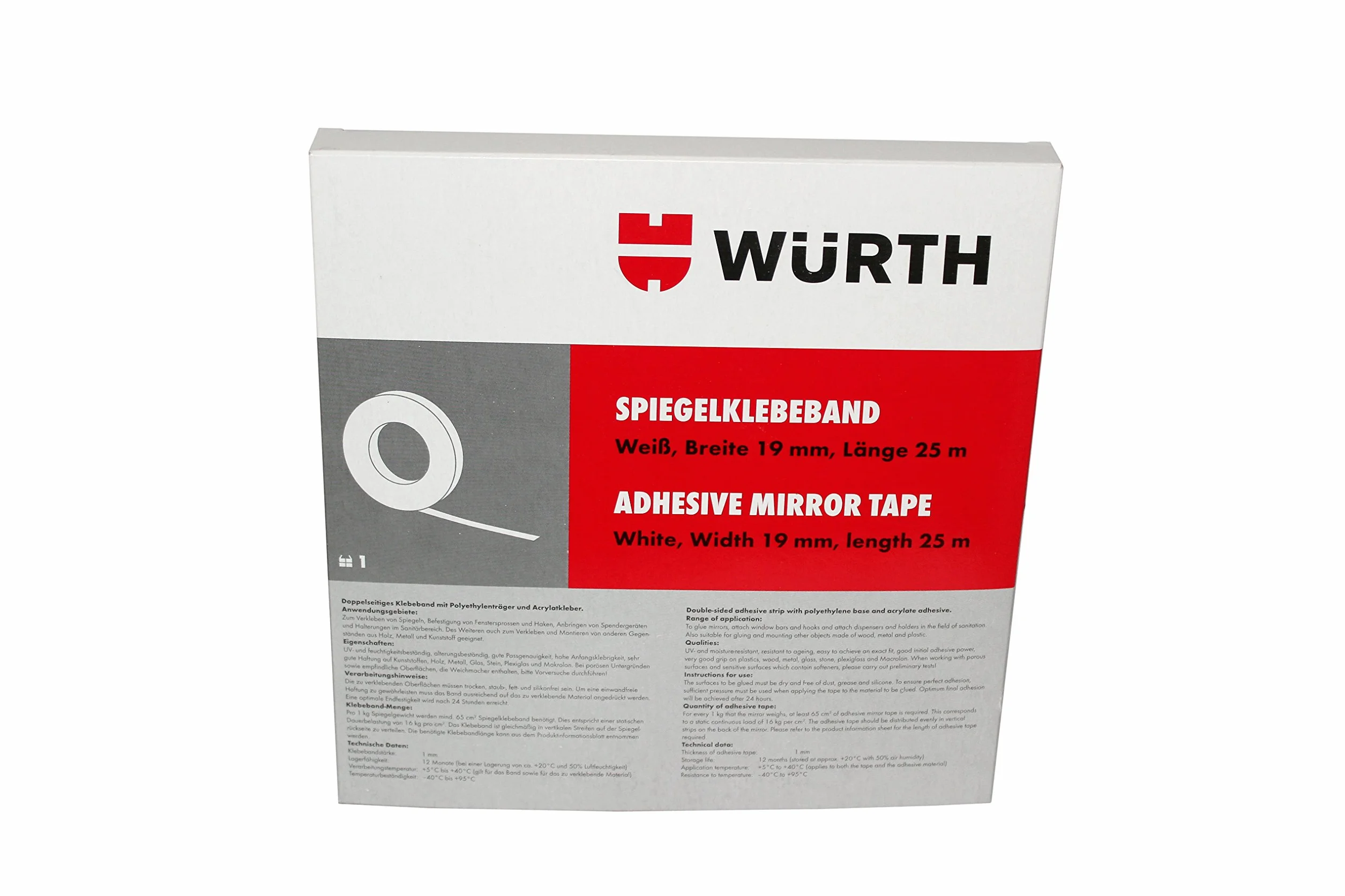 NASTRO specchio Würth bianco larghezza 19 mm e lunghezza 25 m